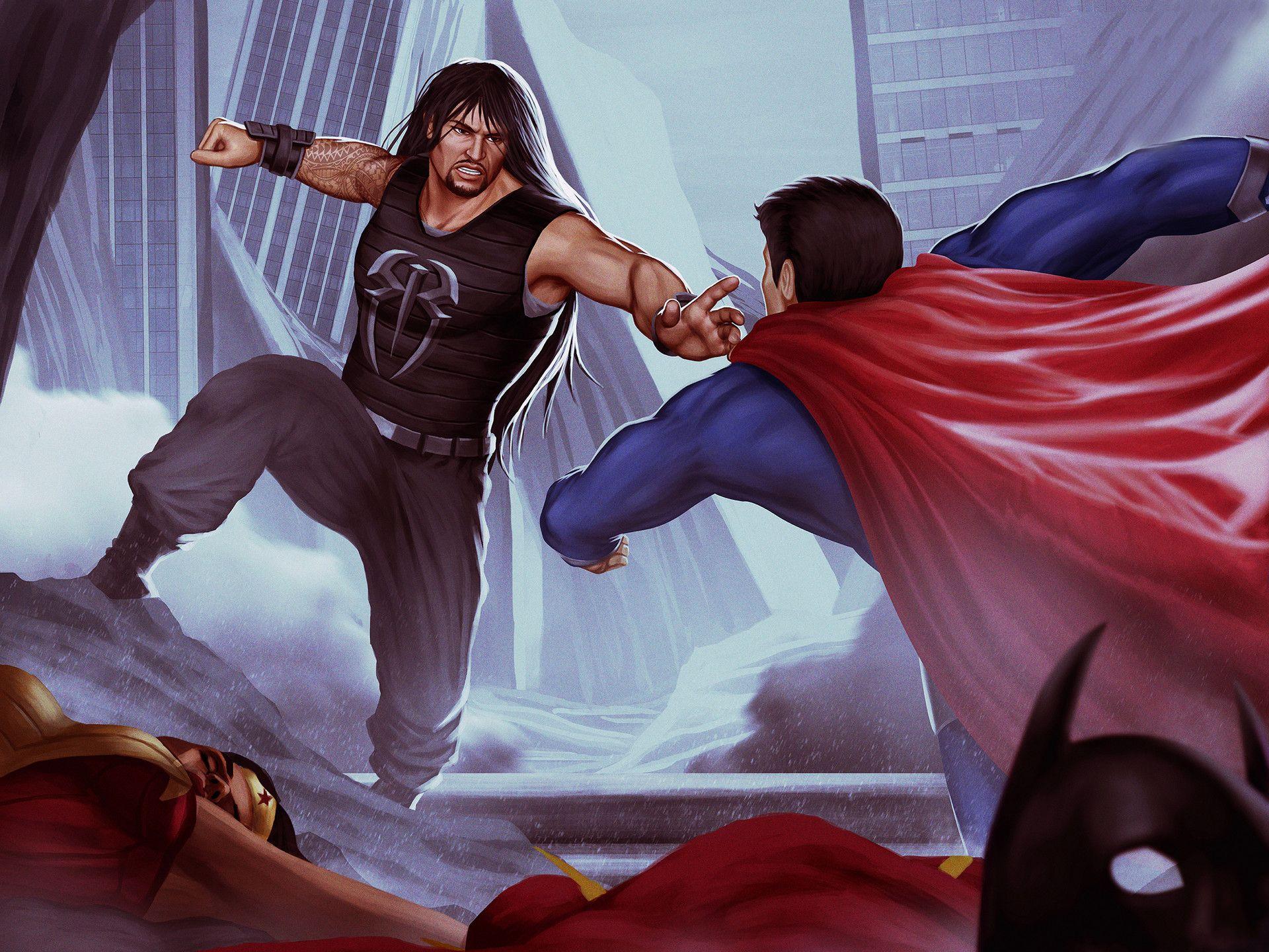 Roman Reigns Superman Punch Pose