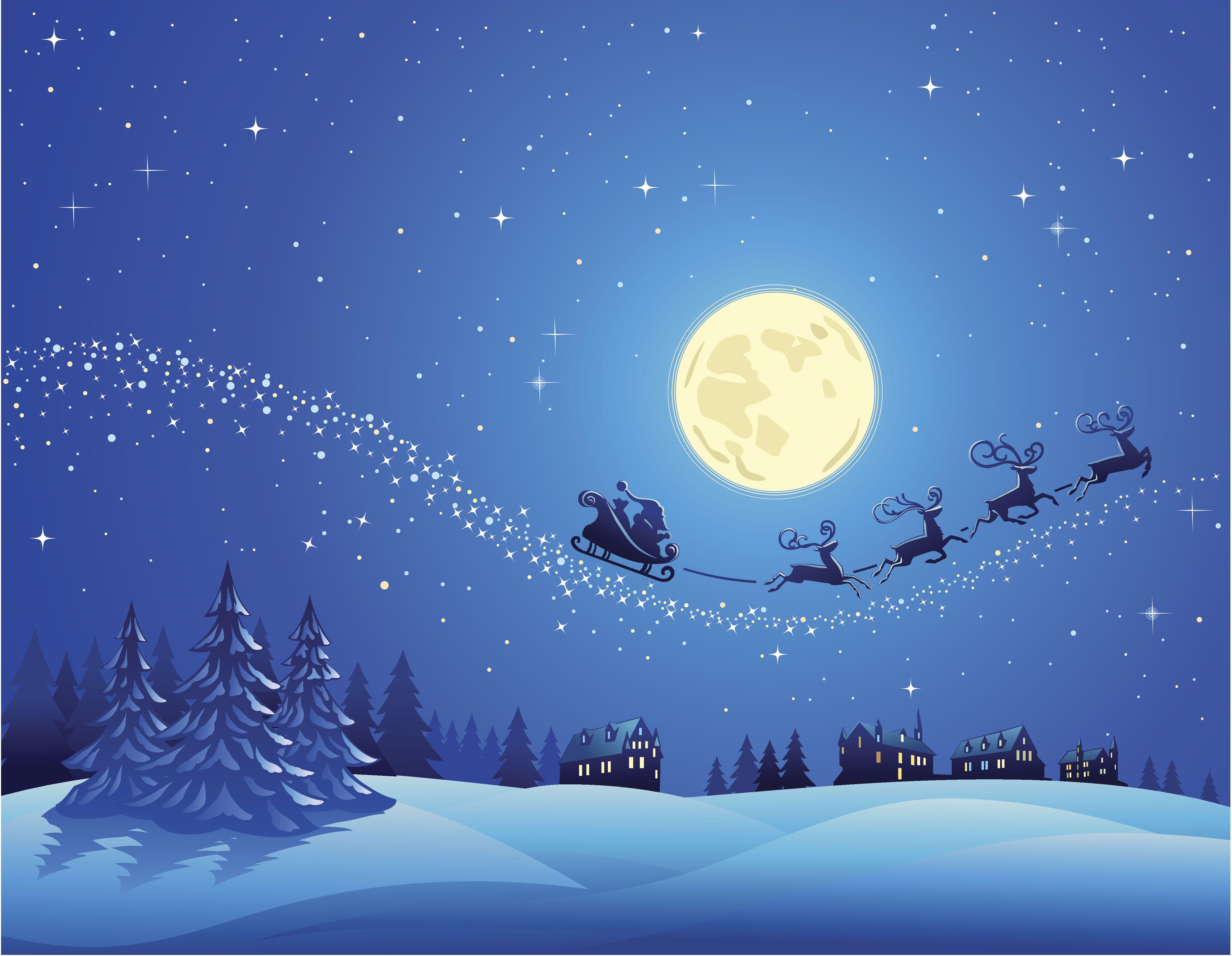 Christmas Wallpaper Santa Sleigh Santa's Sleigh In The Sky Wallpapers Wallpaper Cave