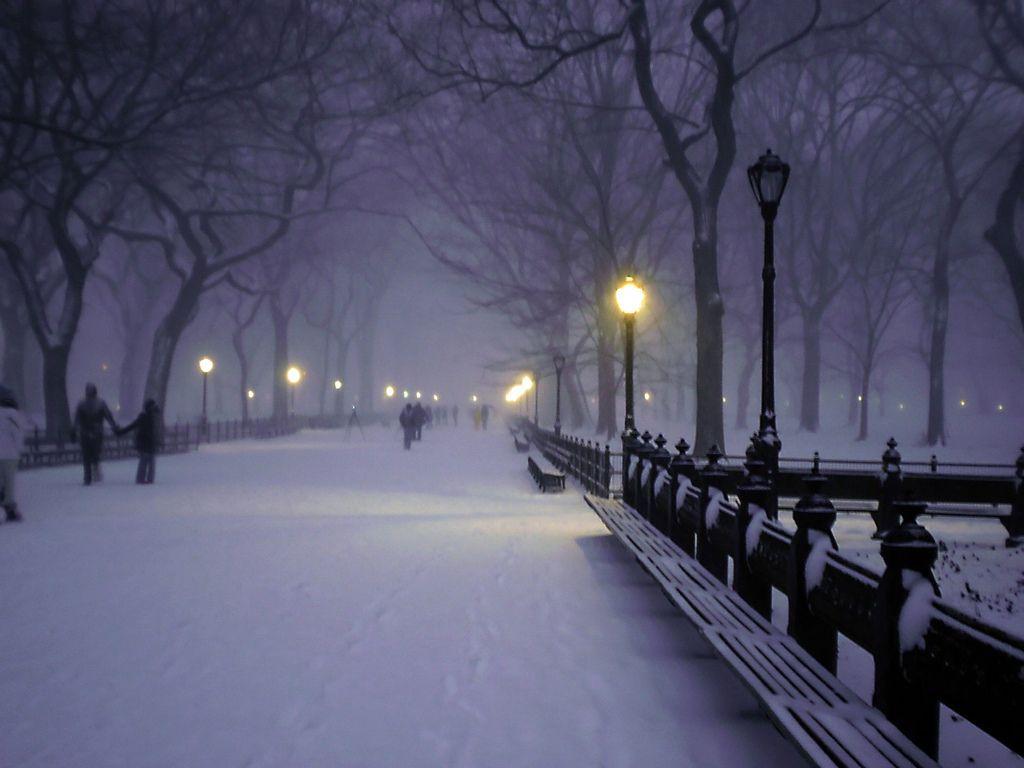 Central Park In The Snow At Night Wallpapers Wallpaper Cave