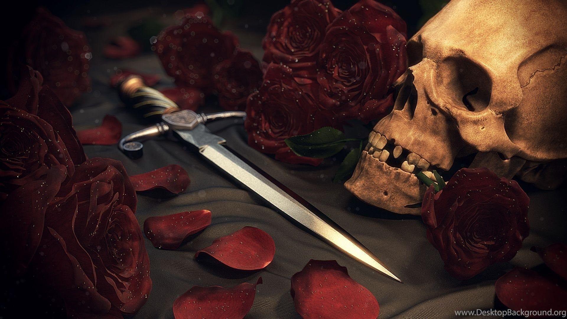 Skull And Roses Wallpapers Wallpaper Cave