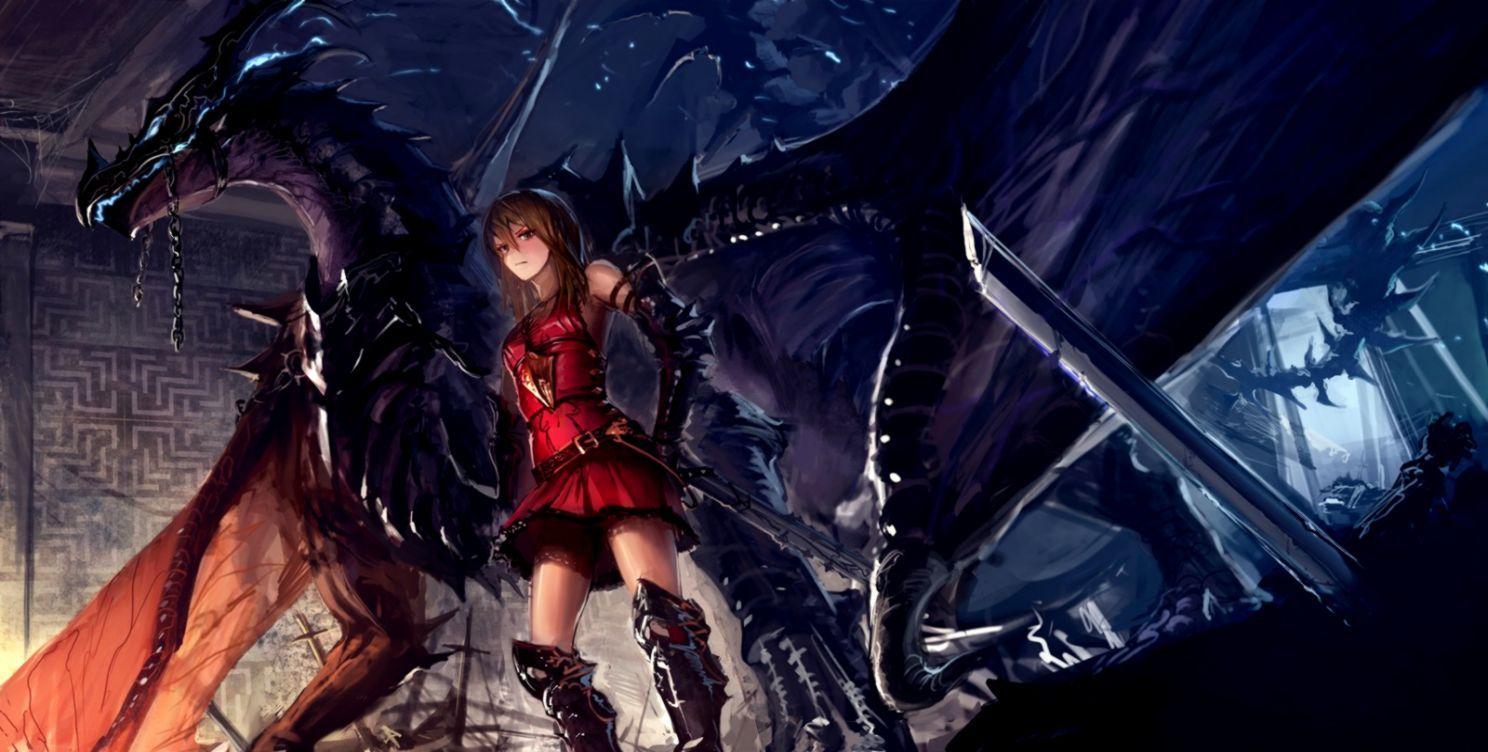 Anime Girl Dragon Wallpapers Wallpaper Cave