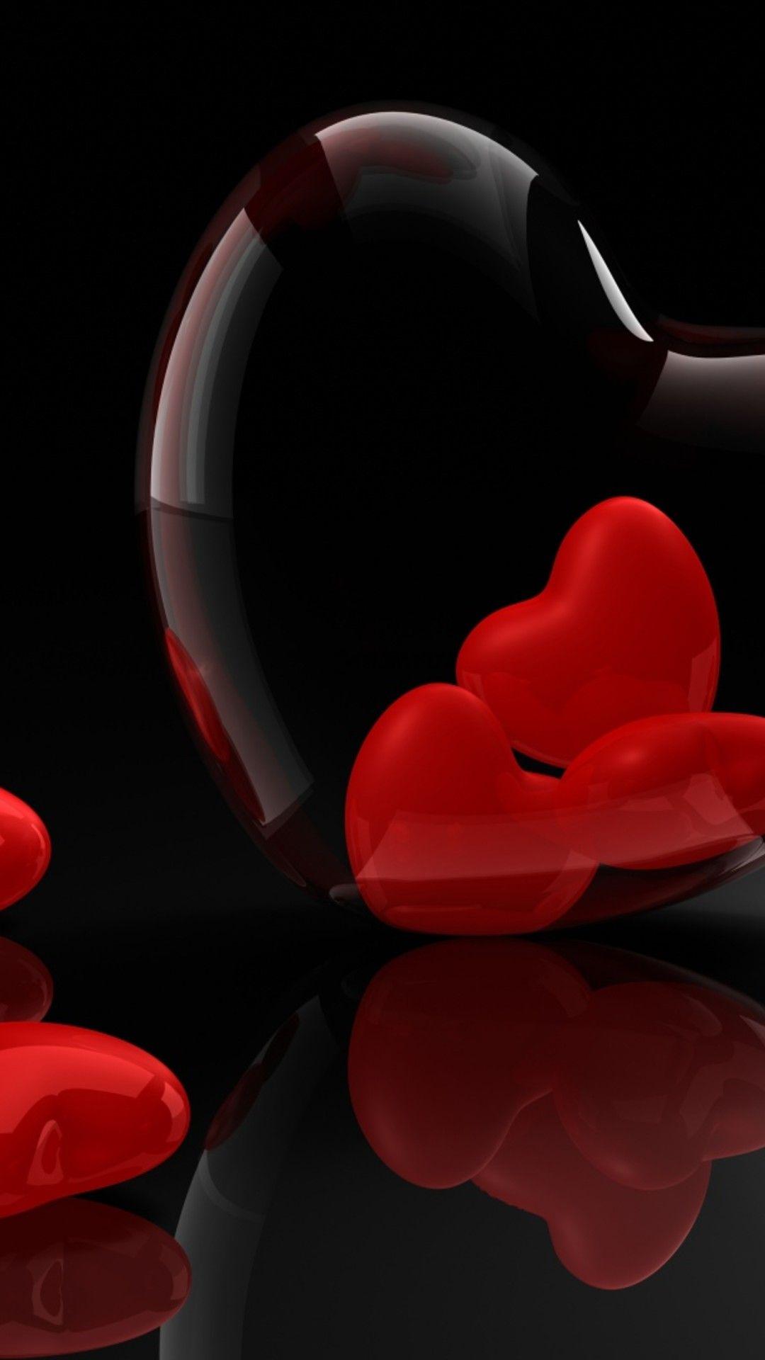 Red Hearts Black Backgrounds Wallpaper Cave