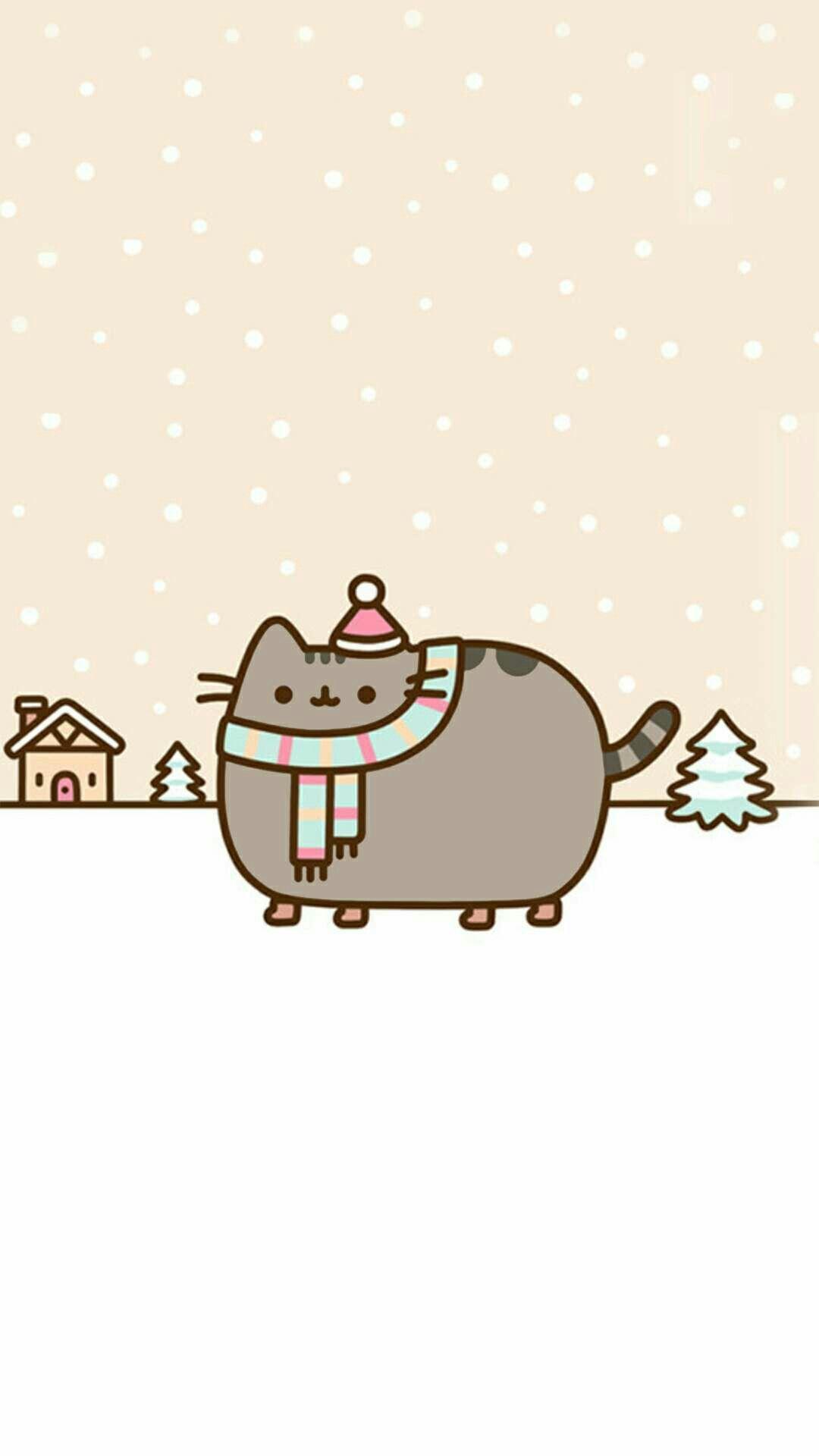 Pusheen Christmas Background Pusheens Wallpapers Wallpaper Cave