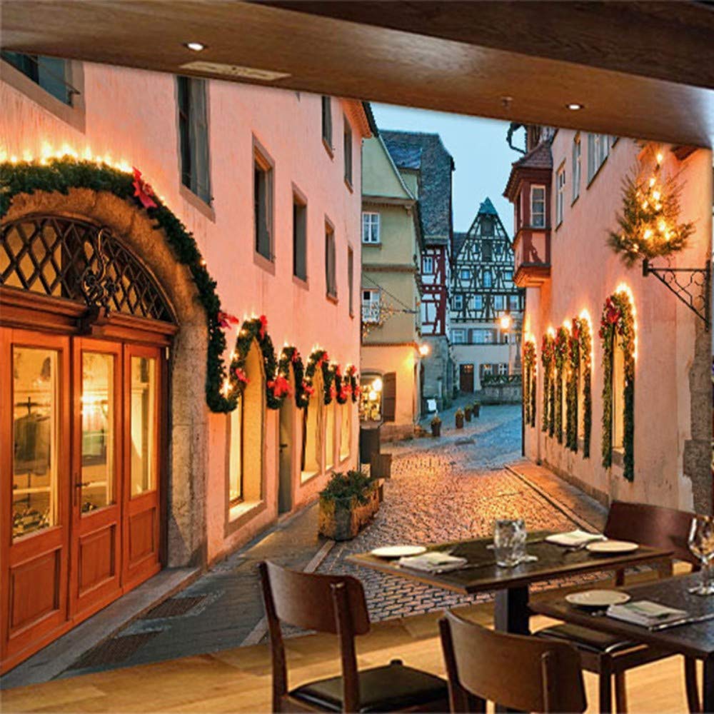 street cafe wallpaper Custom mural 3d photo wallpaper european town street cafe scenery home
