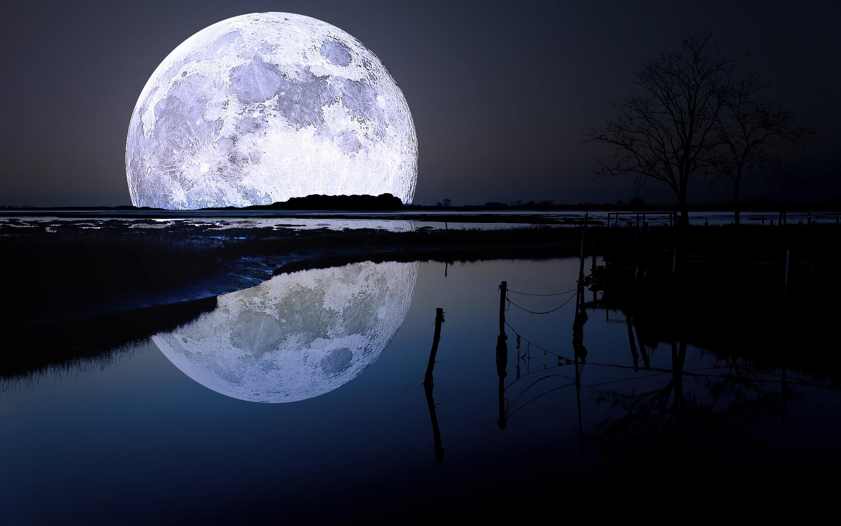 Full Moon Over The Lake Wallpapers Wallpaper Cave