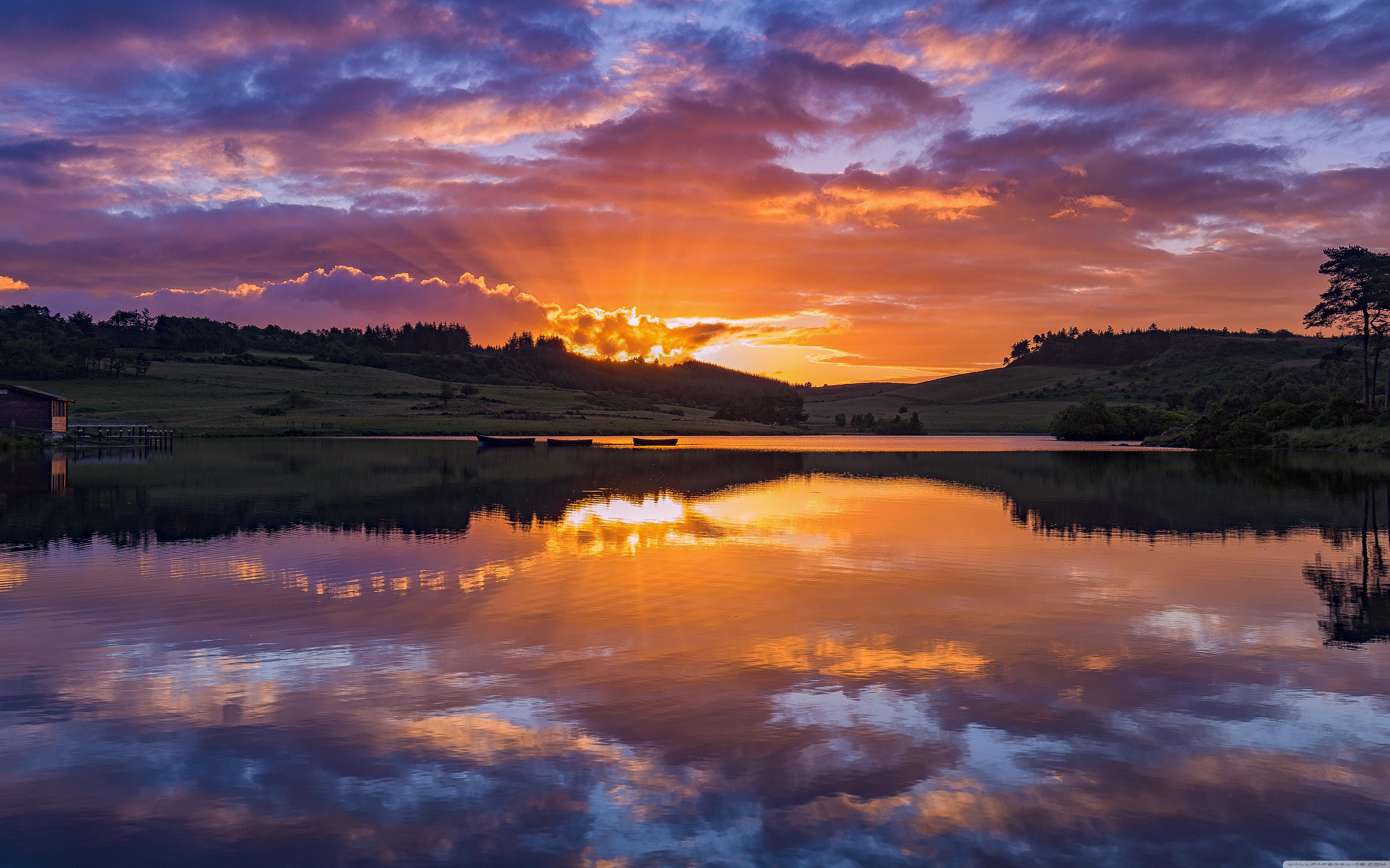 Sunset Reflection Lake Wallpapers Wallpaper Cave