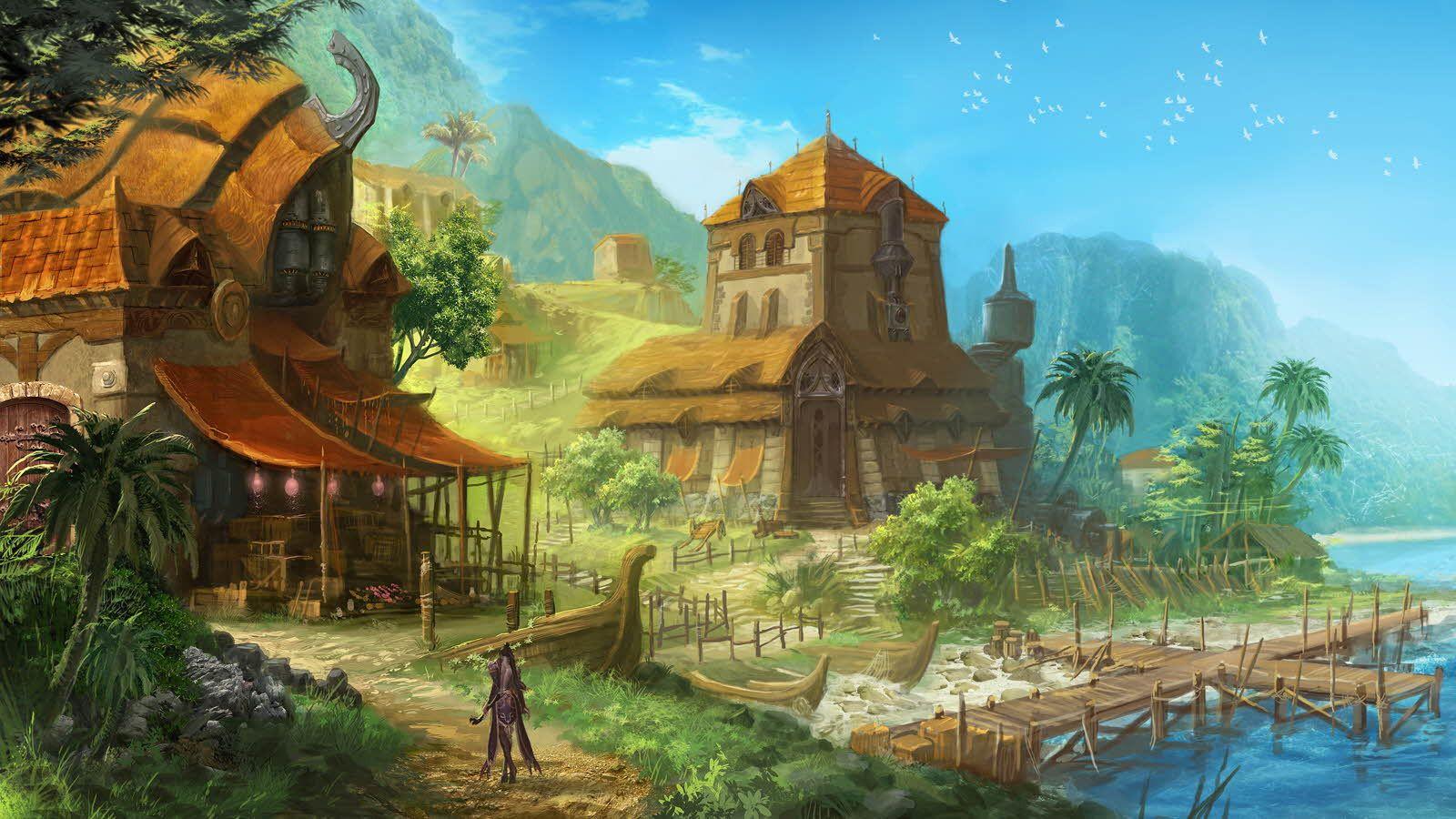 Village Scenery Digital Art Wallpapers Wallpaper Cave