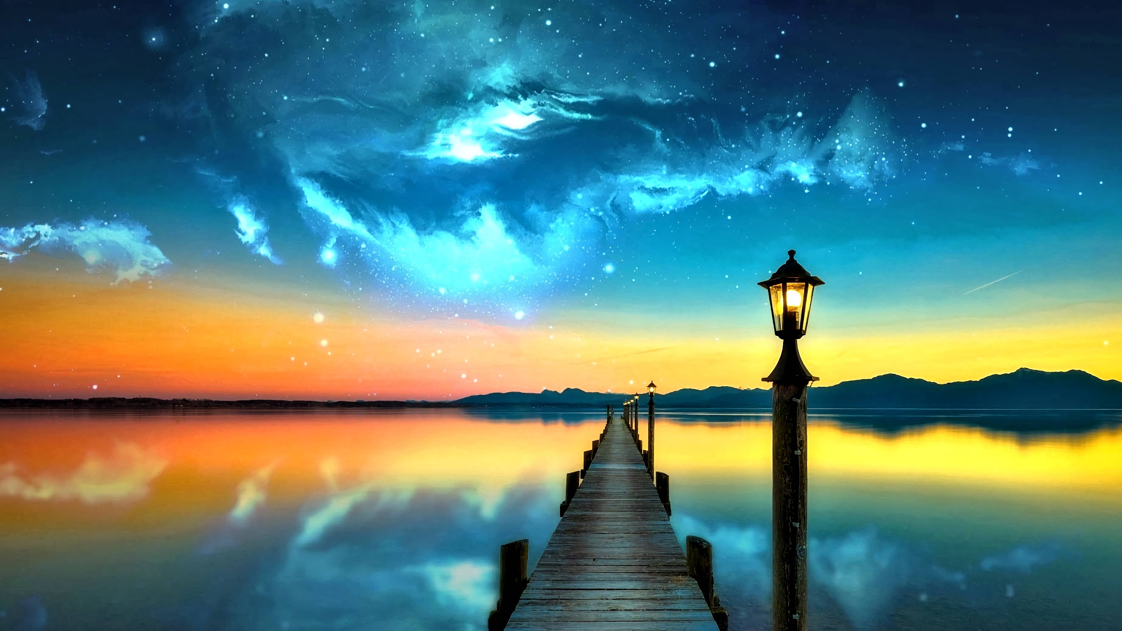 Night Sky Over Ocean Horizon Wallpapers Wallpaper Cave