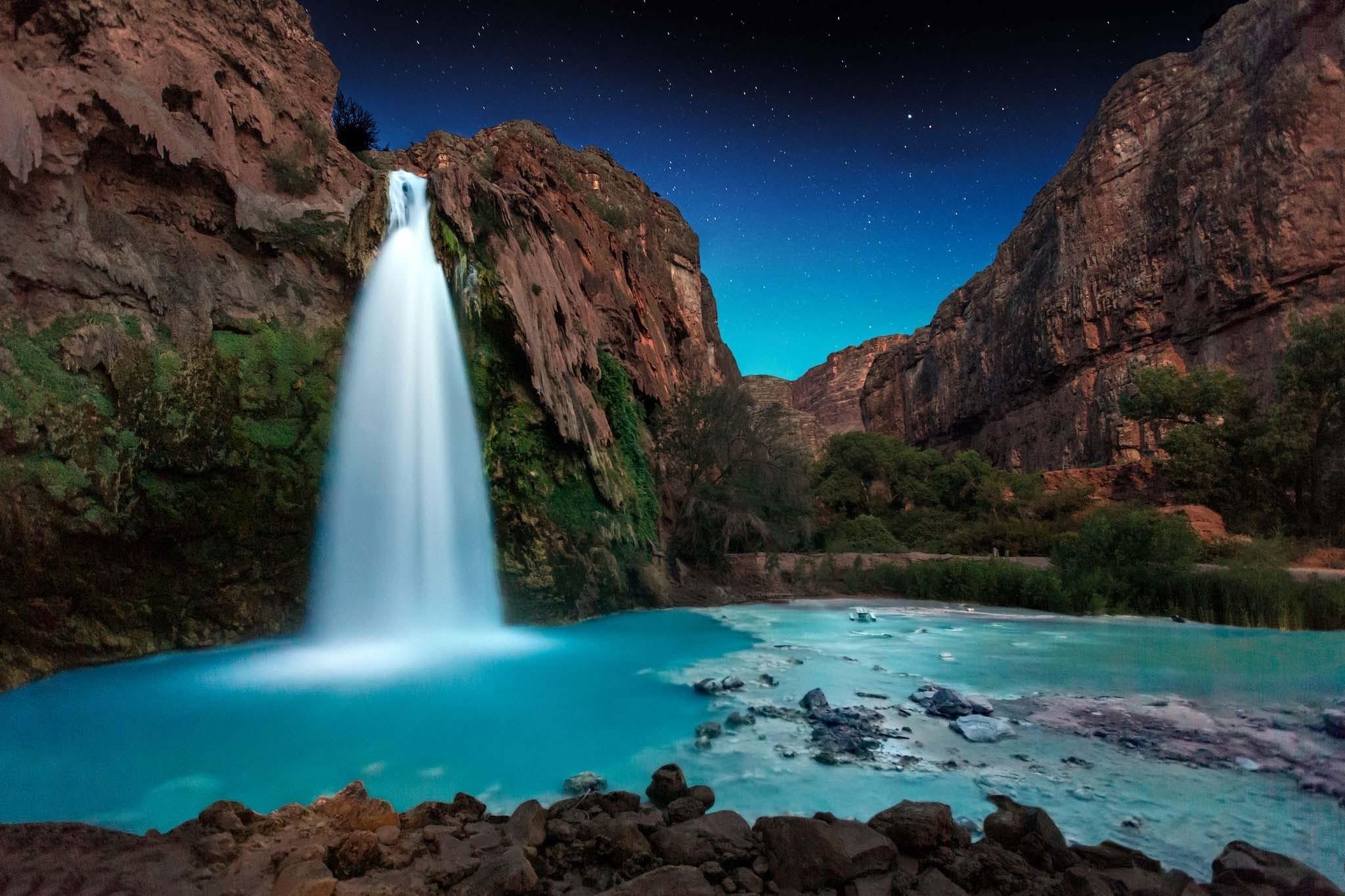 Waterfall Night Wallpapers Wallpaper Cave