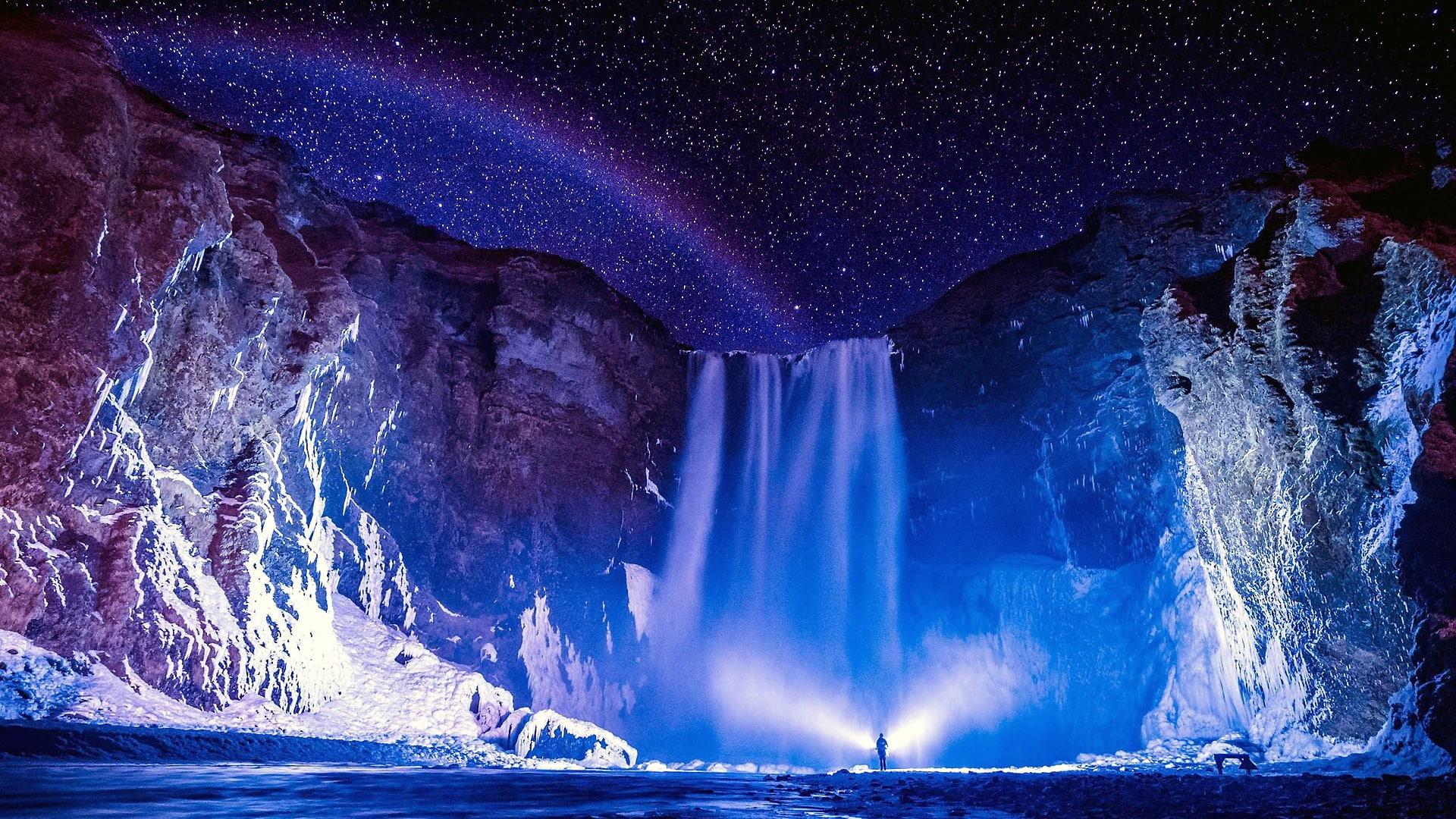 Waterfall Night Wallpapers Wallpaper Cave