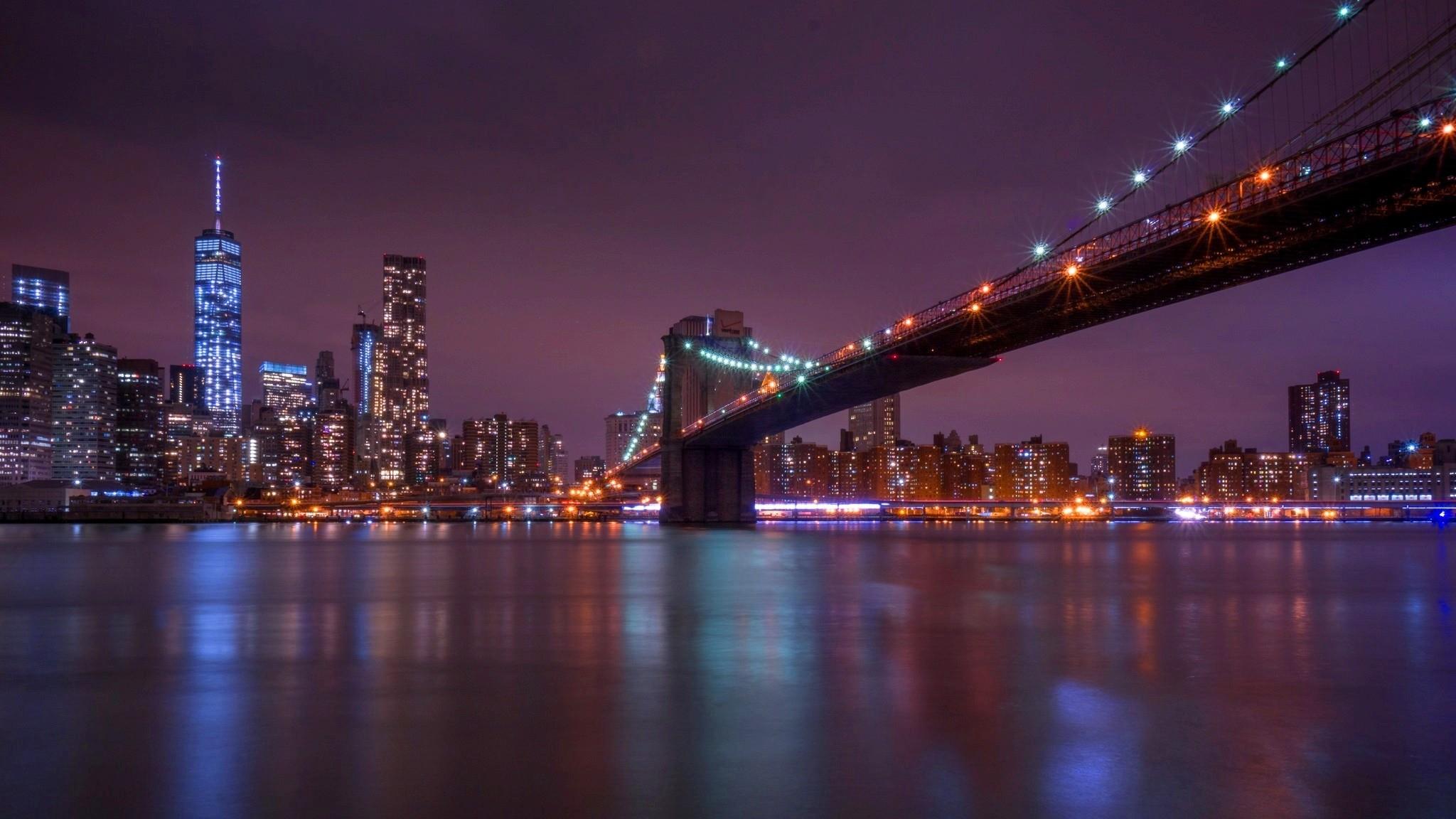 Brooklyn Bridge Night Cityscape Wallpapers Wallpaper Cave