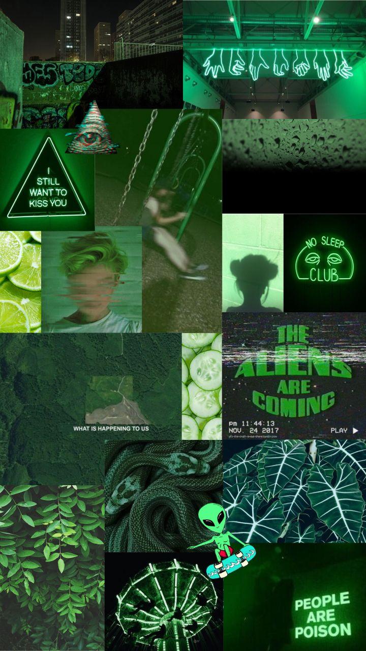 Dark Green Aesthetic Collage Laptop Wallpaper imggroin