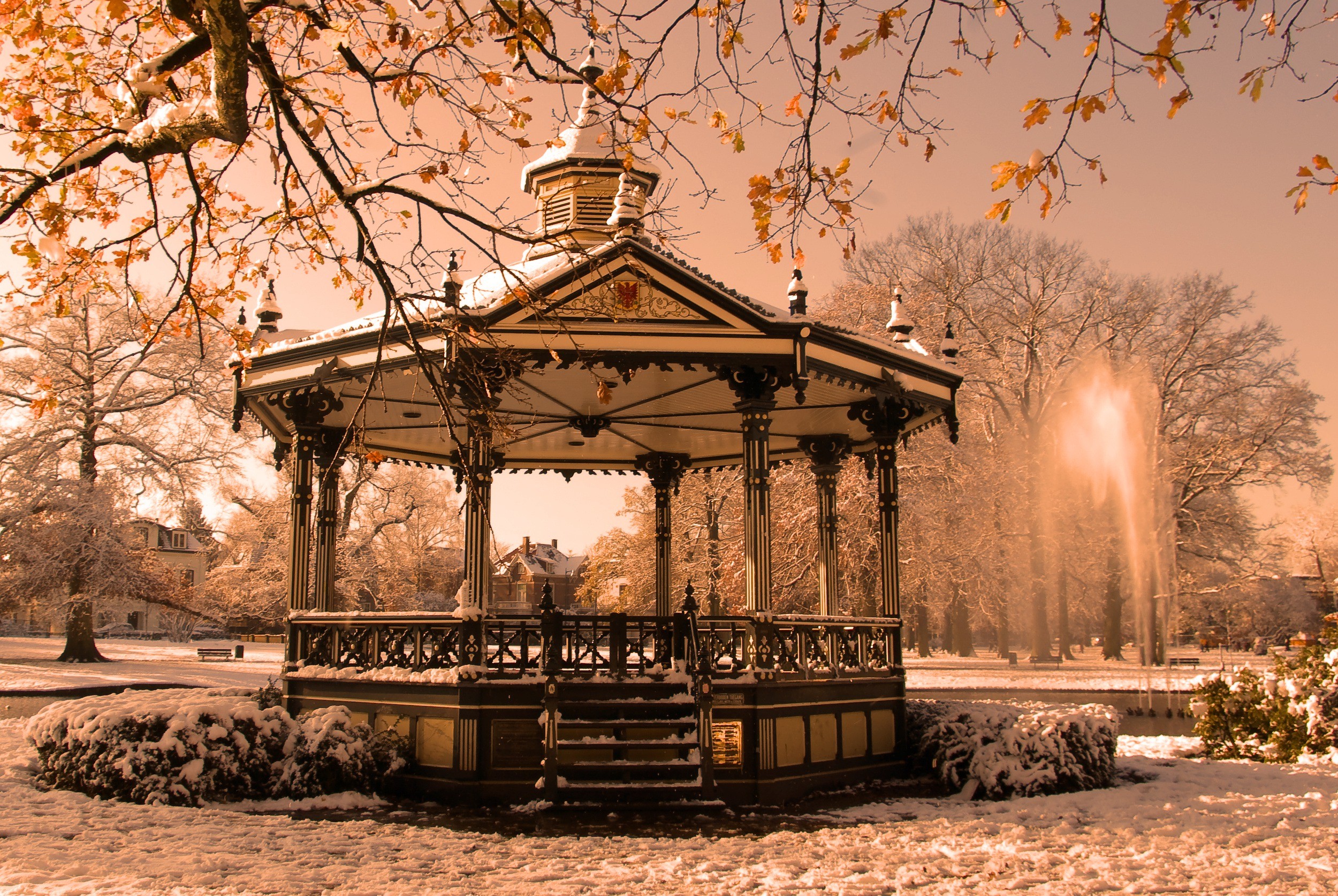 Winter Gazebo Wallpapers Wallpaper Cave