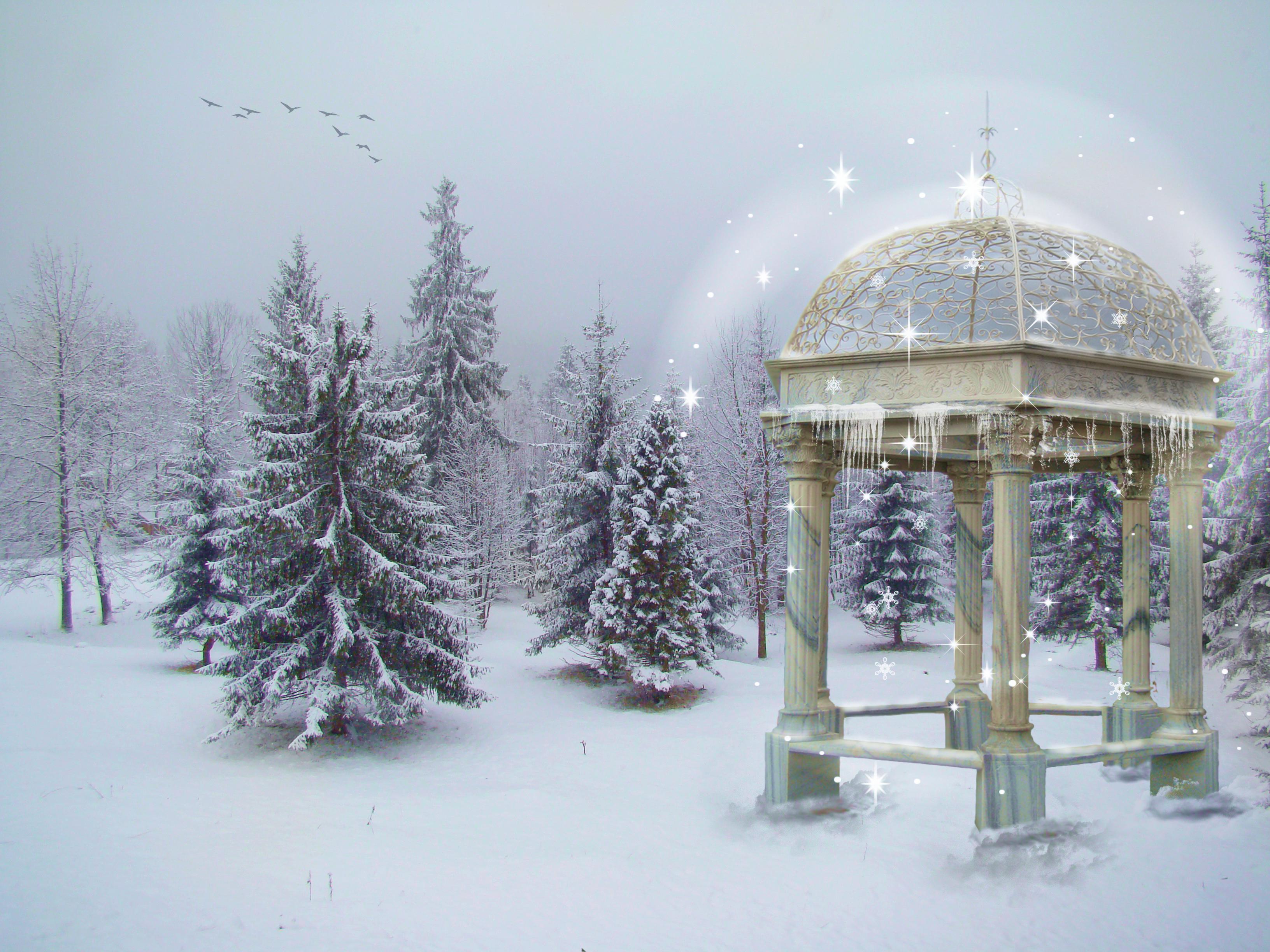Winter Gazebo Wallpapers Wallpaper Cave