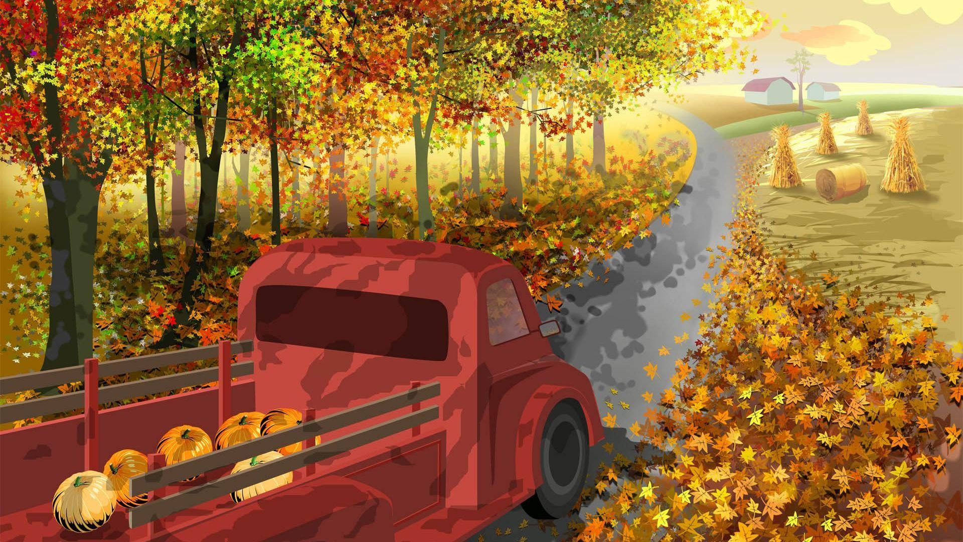 Autumn Red Truck Wallpapers Wallpaper Cave