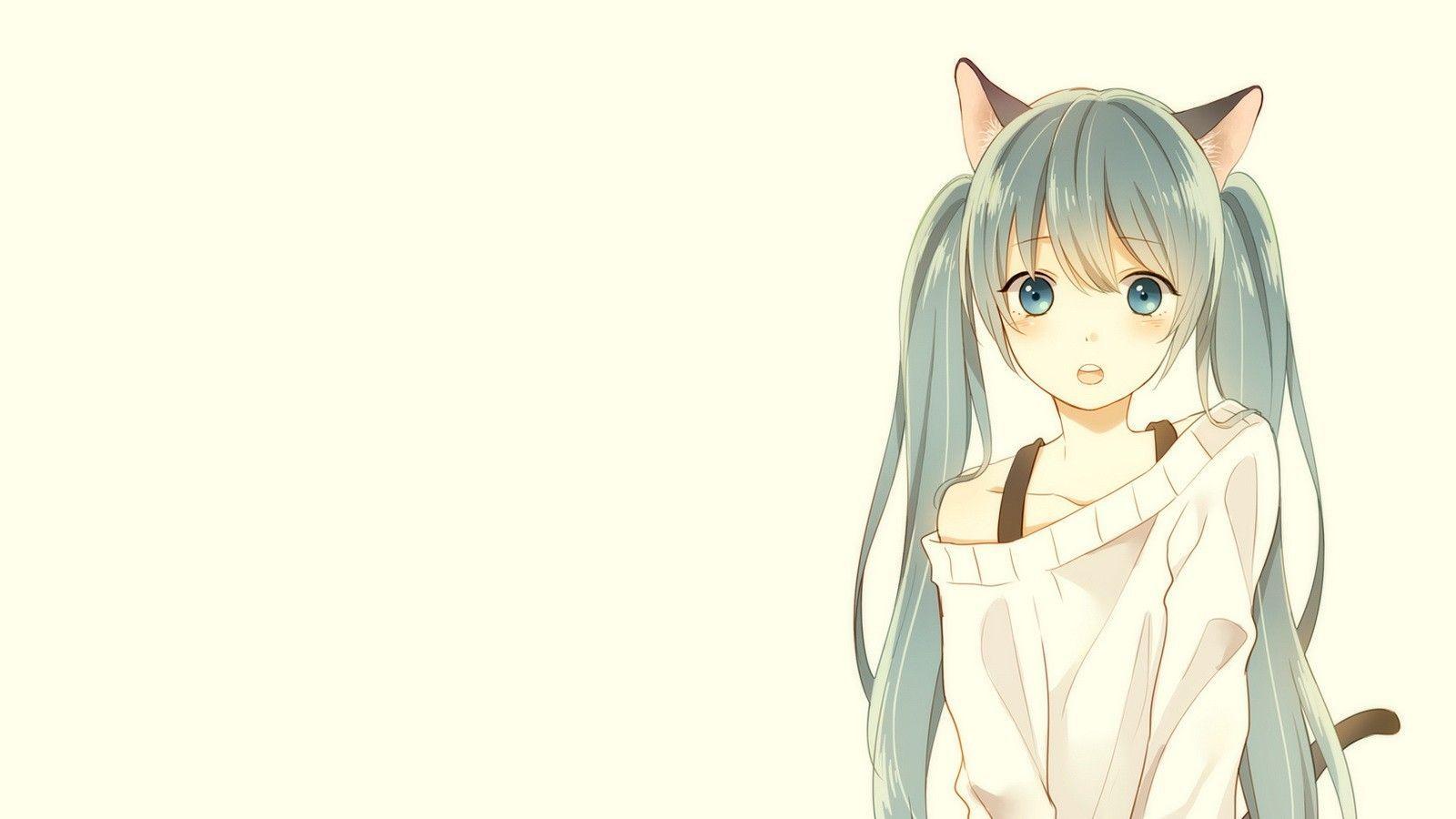Blue Haired Anime Cat Girl Wallpapers Wallpaper Cave