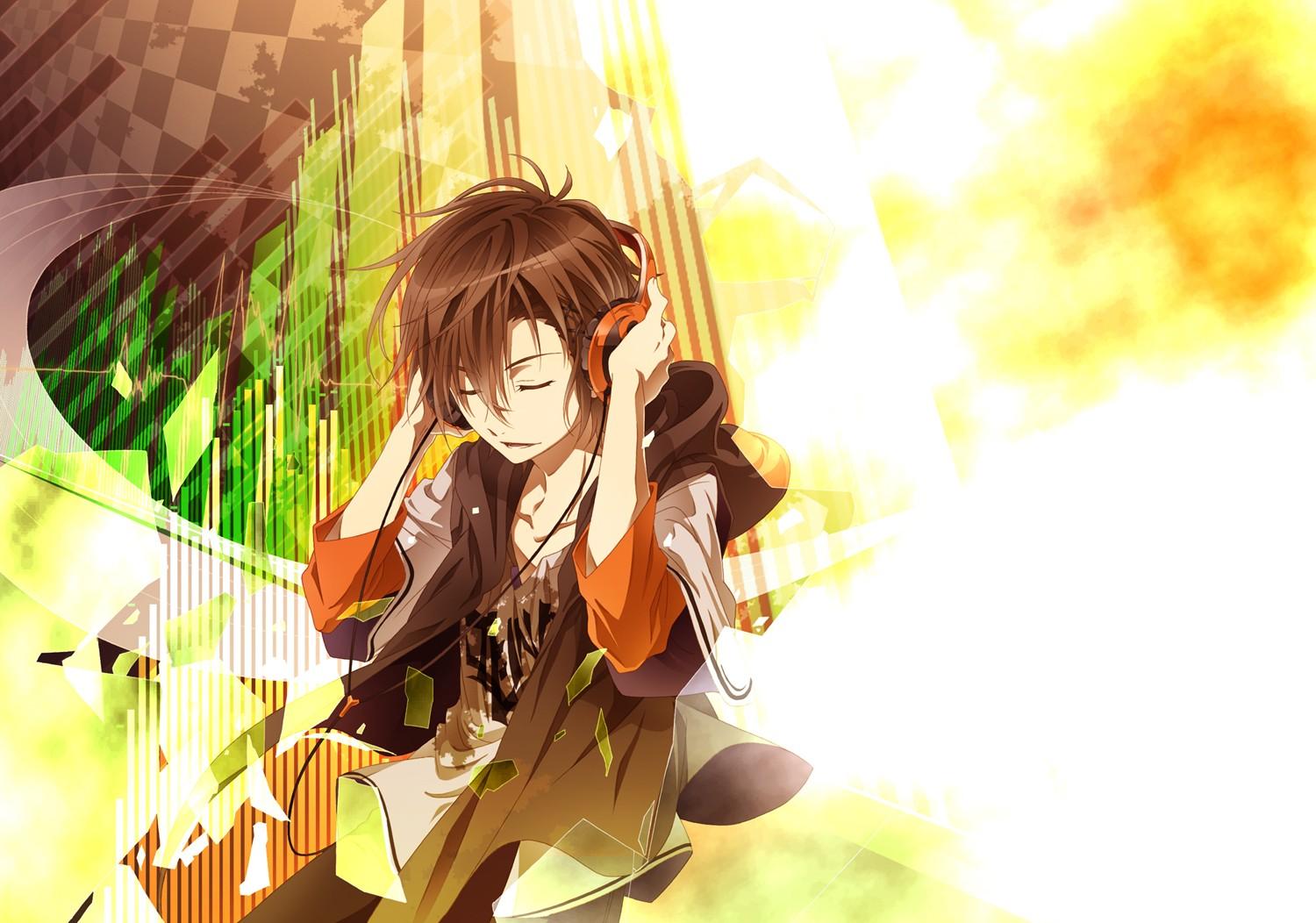 Anime Boy With Brown Hair And Headphones