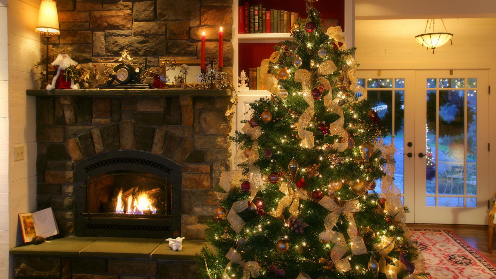 Christmas Tree Fireplace Wallpapers Wallpaper Cave