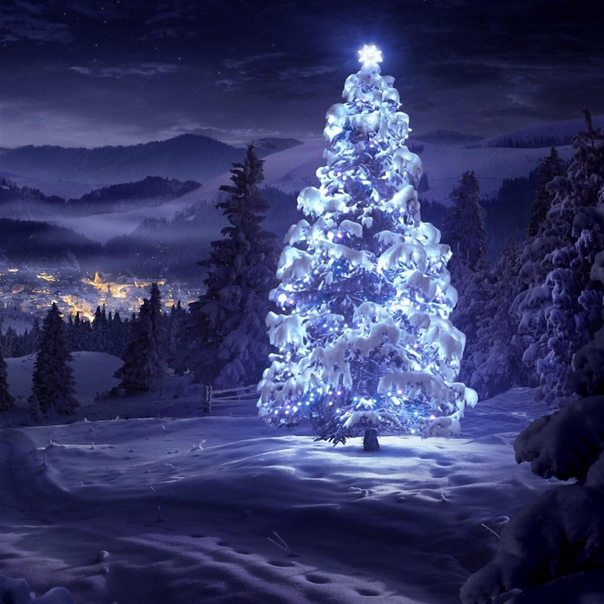 Blue And White Christmas Tree Wallpapers Wallpaper Cave