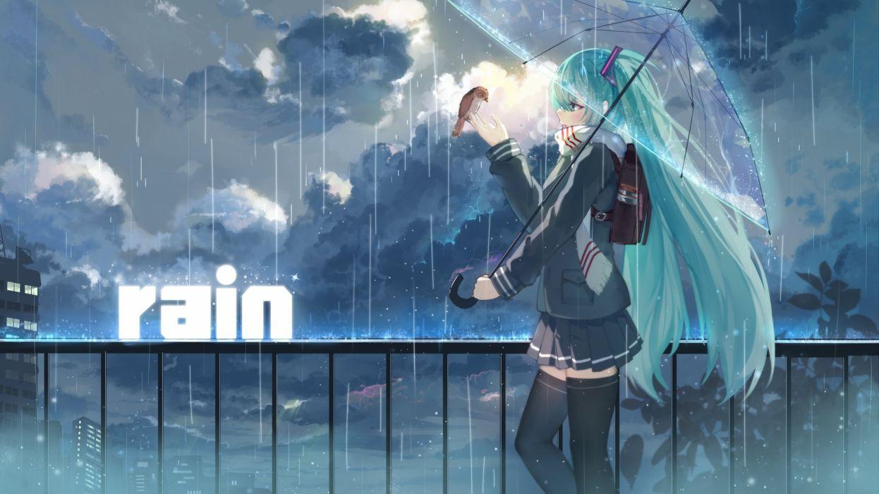 Anime Rain Girl Umbrella Wallpapers Wallpaper Cave