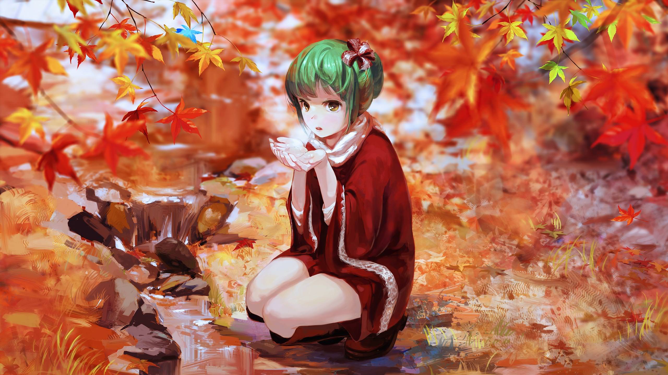 Red Tree Leaves Anime Wallpapers Wallpaper Cave