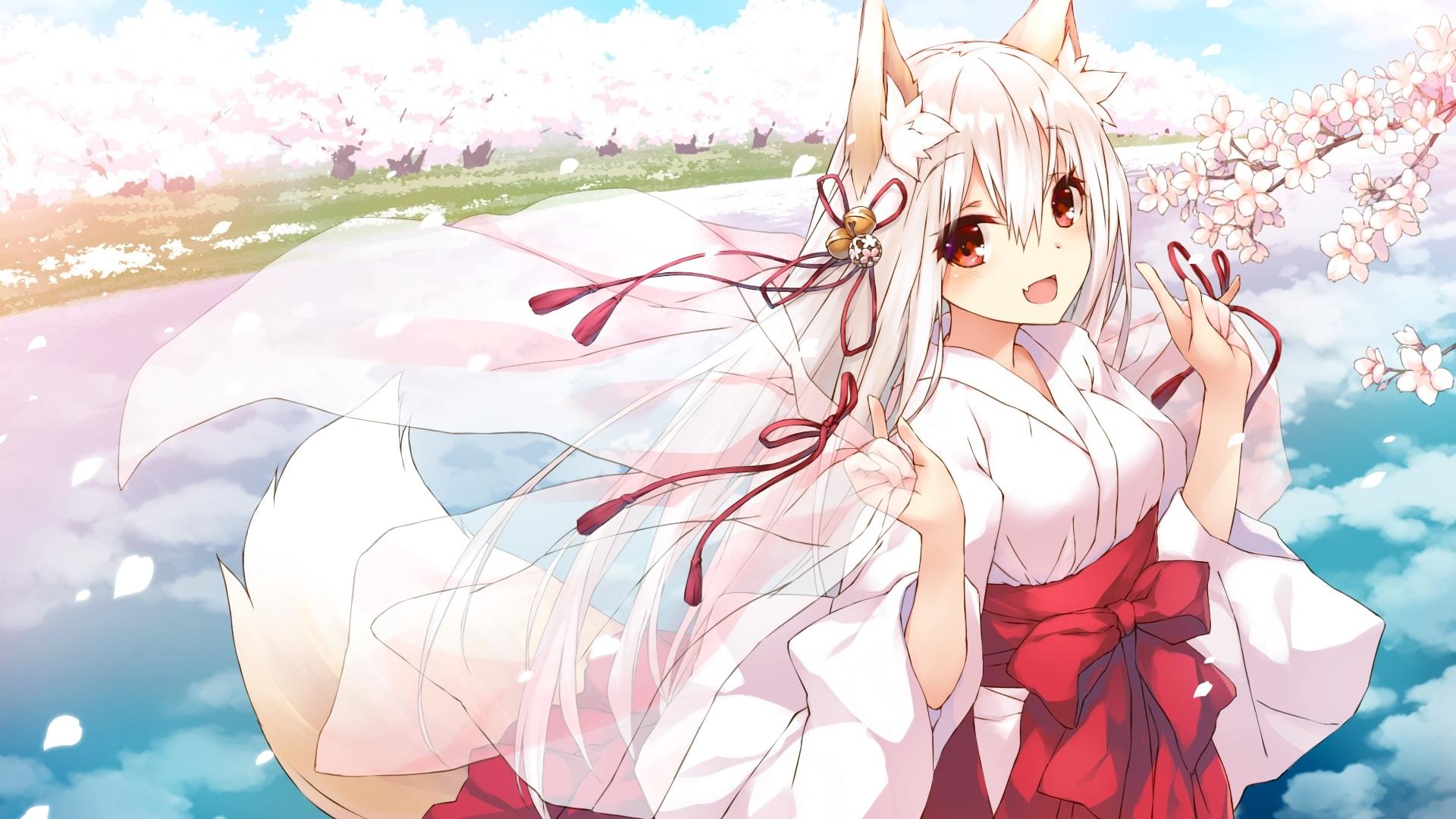 White Hair Anime Girl Wallpaper