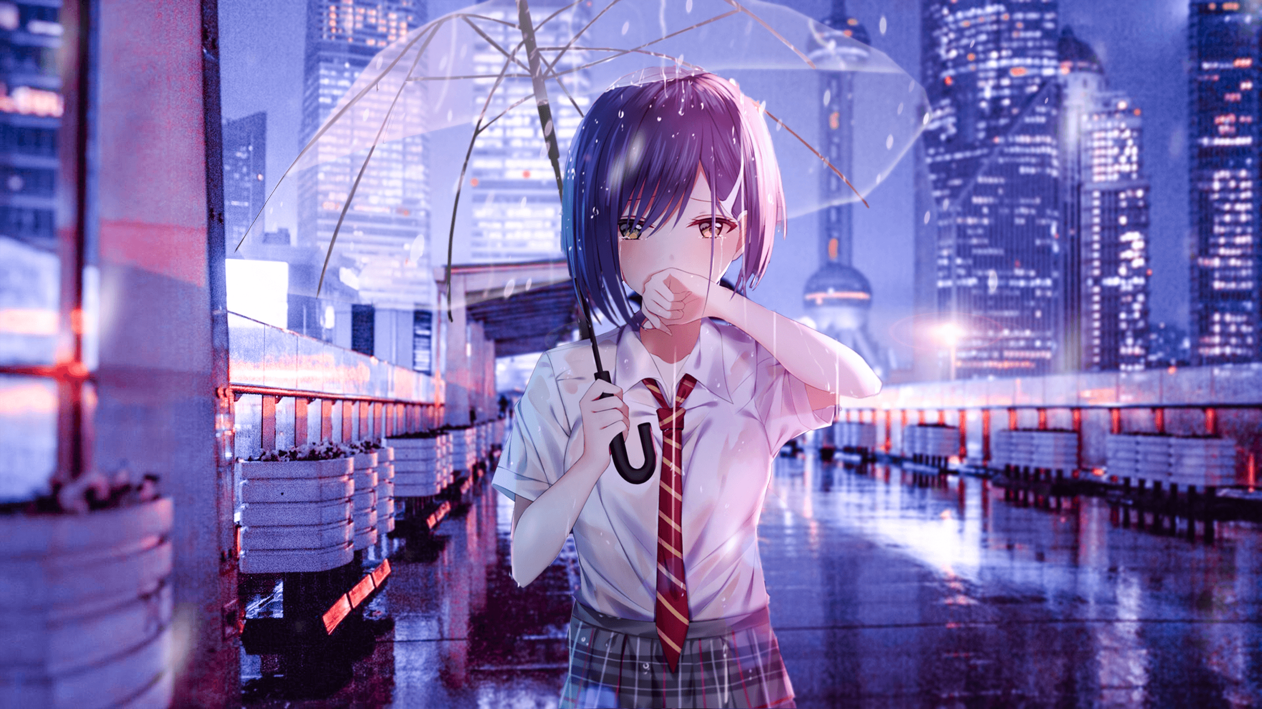Anime Girl Umbrella Rain Wallpapers Wallpaper Cave