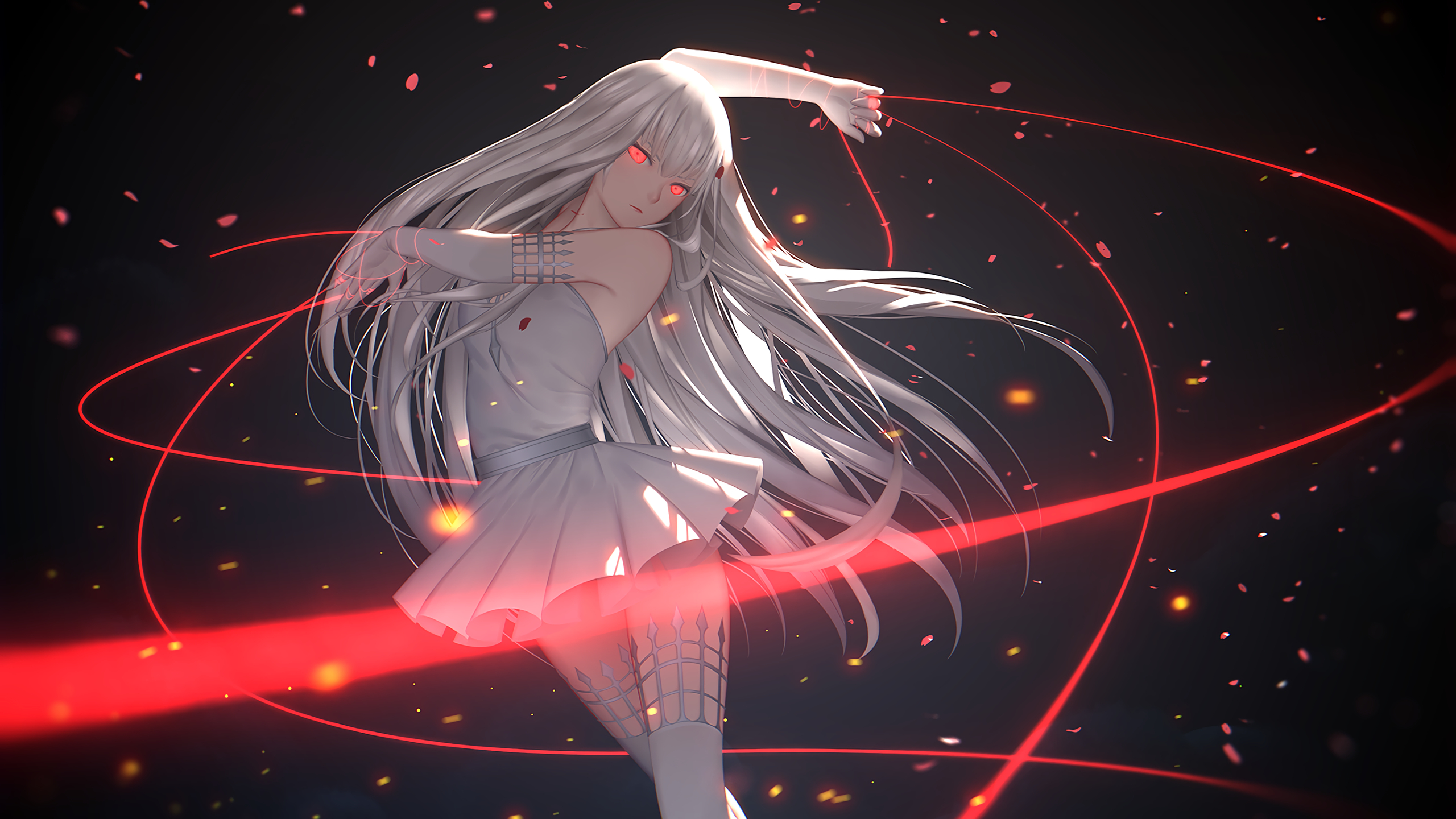 Anime Girl White Hair Red Eyes Wallpapers Wallpaper Cave