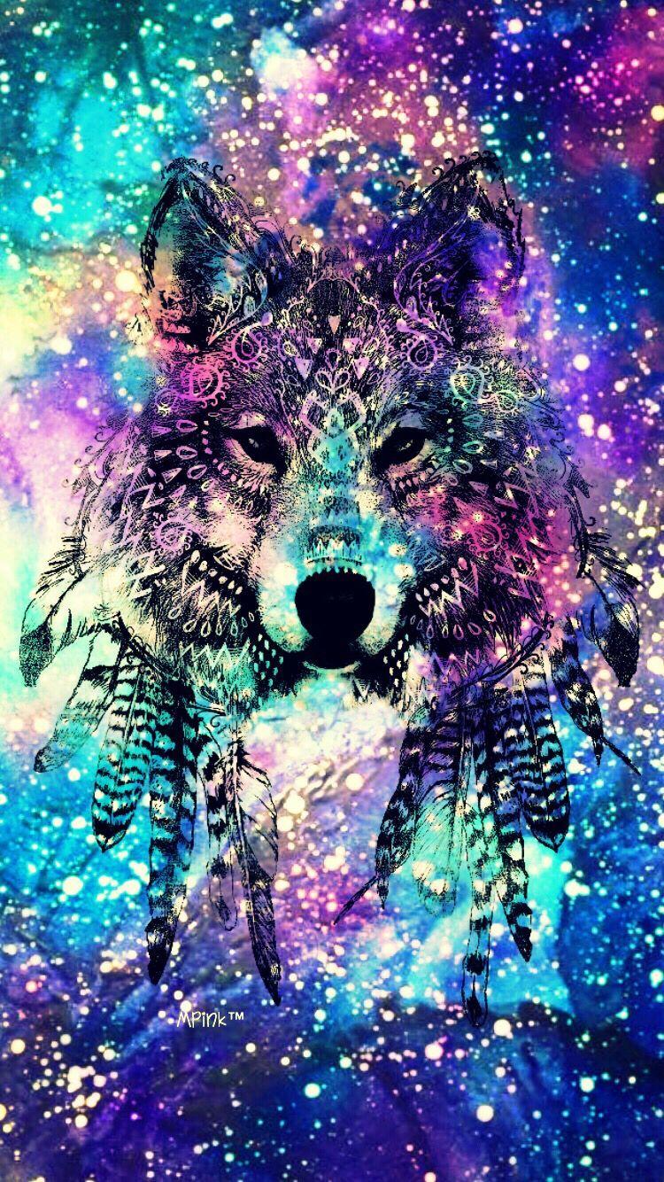 Galaxy Wolf Rainbow Wallpapers Wallpaper Cave