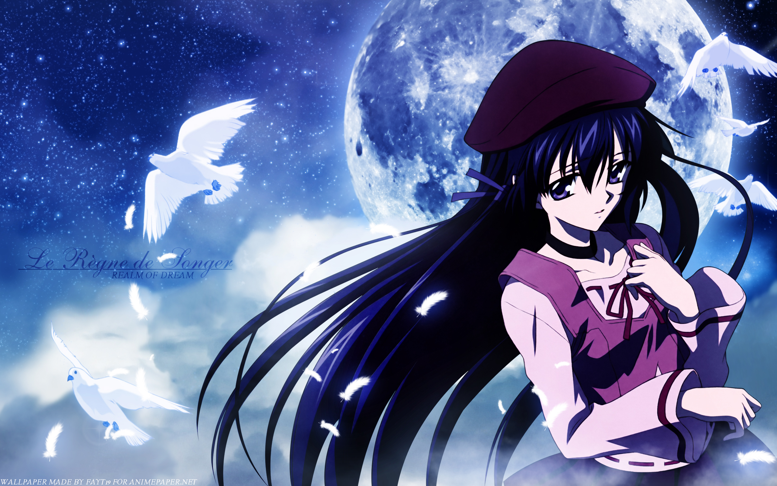 Anime Girl And The Moon Wallpapers Wallpaper Cave