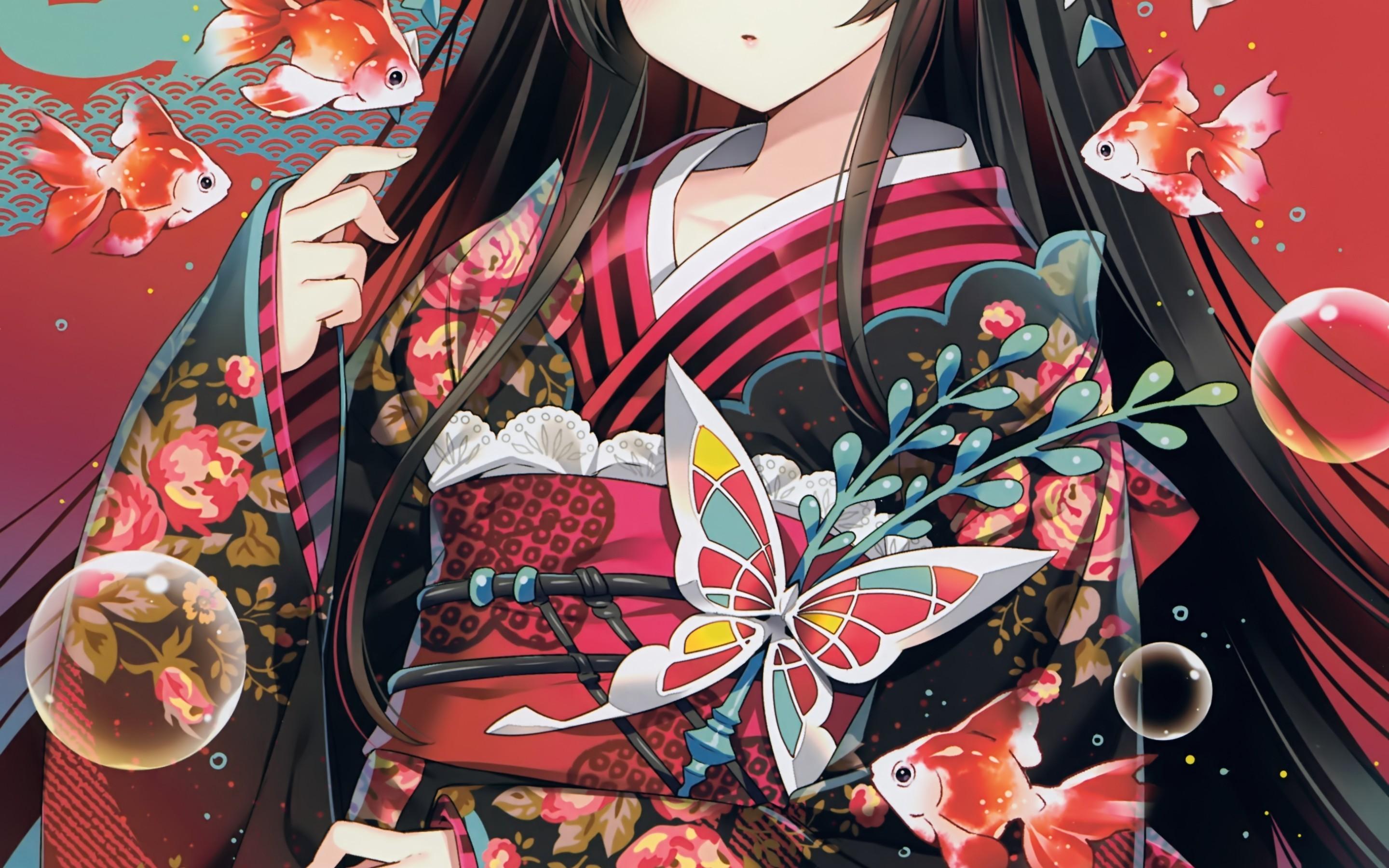 Anime Girls Kimono Wallpapers Wallpaper Cave