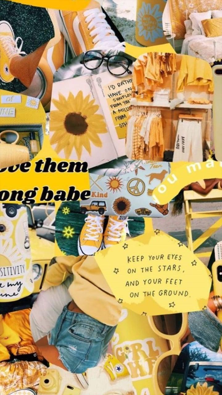 Pastel Yellow Aesthetic Collage Wallpaper Laptop