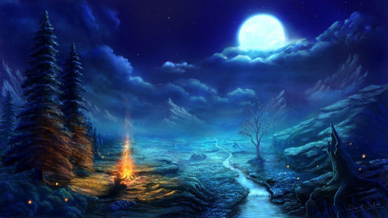 Moon Sky Anime Dark Wallpapers Wallpaper Cave