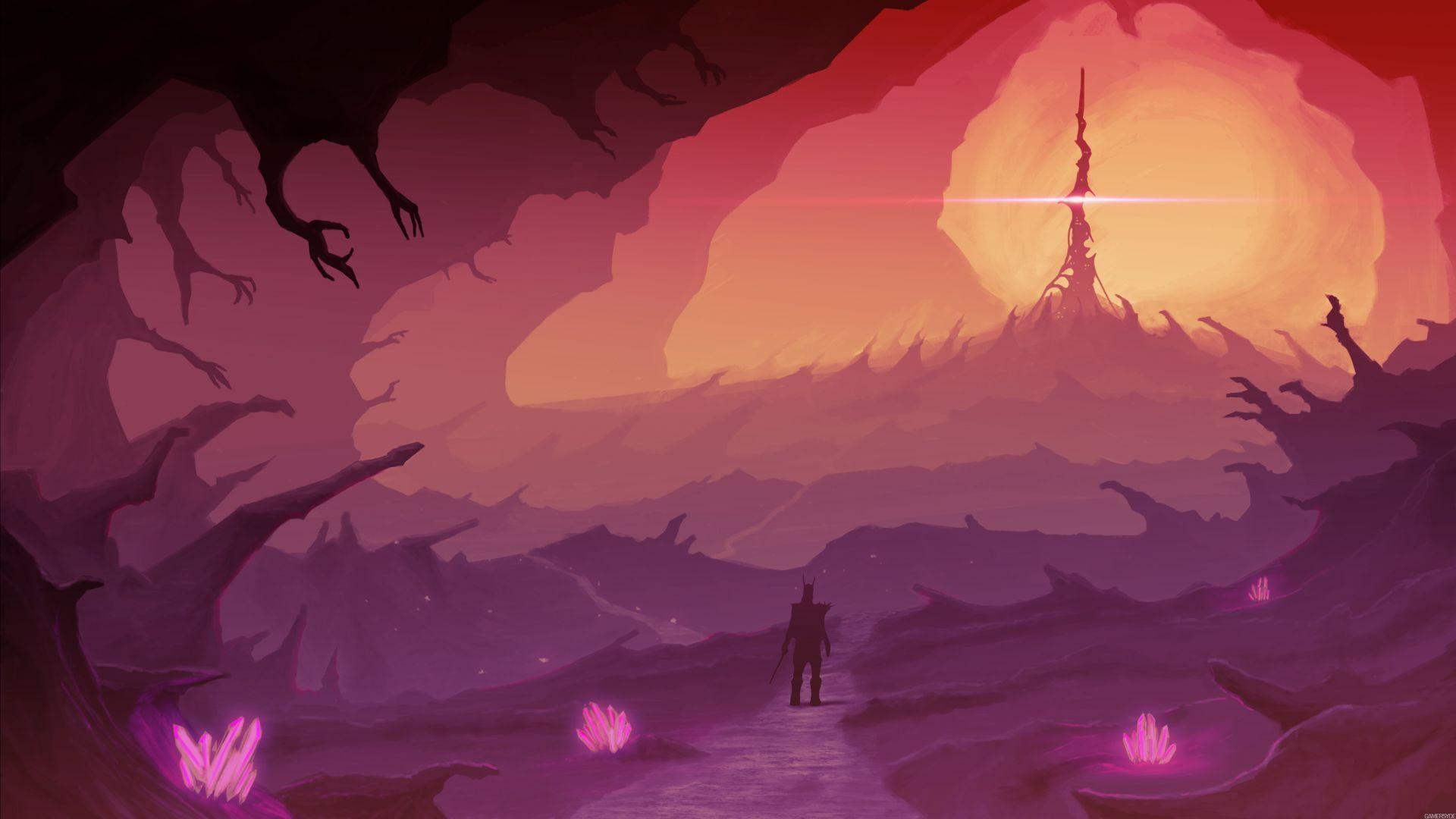 Anime Ps4 Pink Landscape Wallpapers Wallpaper Cave