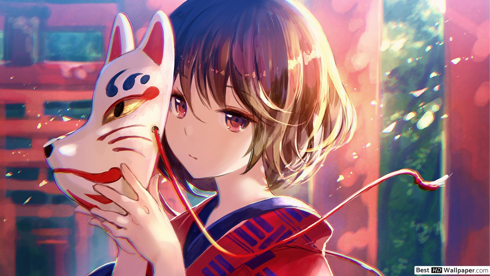 Mask Kitsune Anime Girl Wallpapers Wallpaper Cave