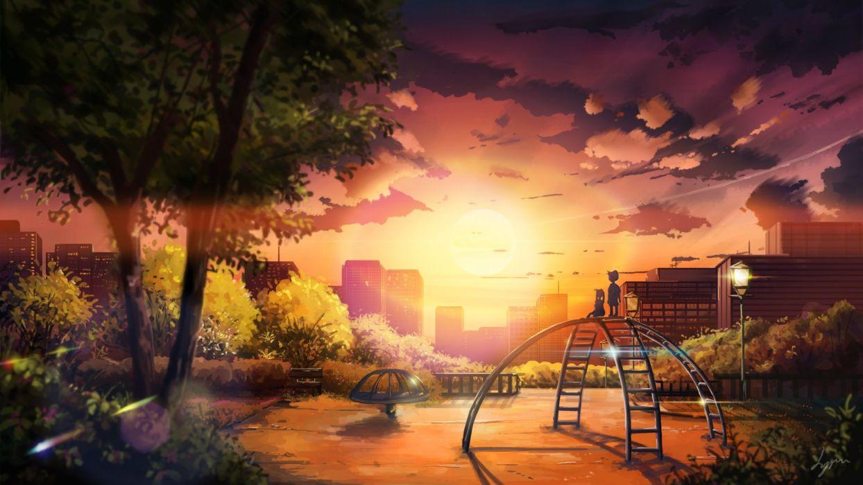 Anime Sunset City Wallpapers Wallpaper Cave