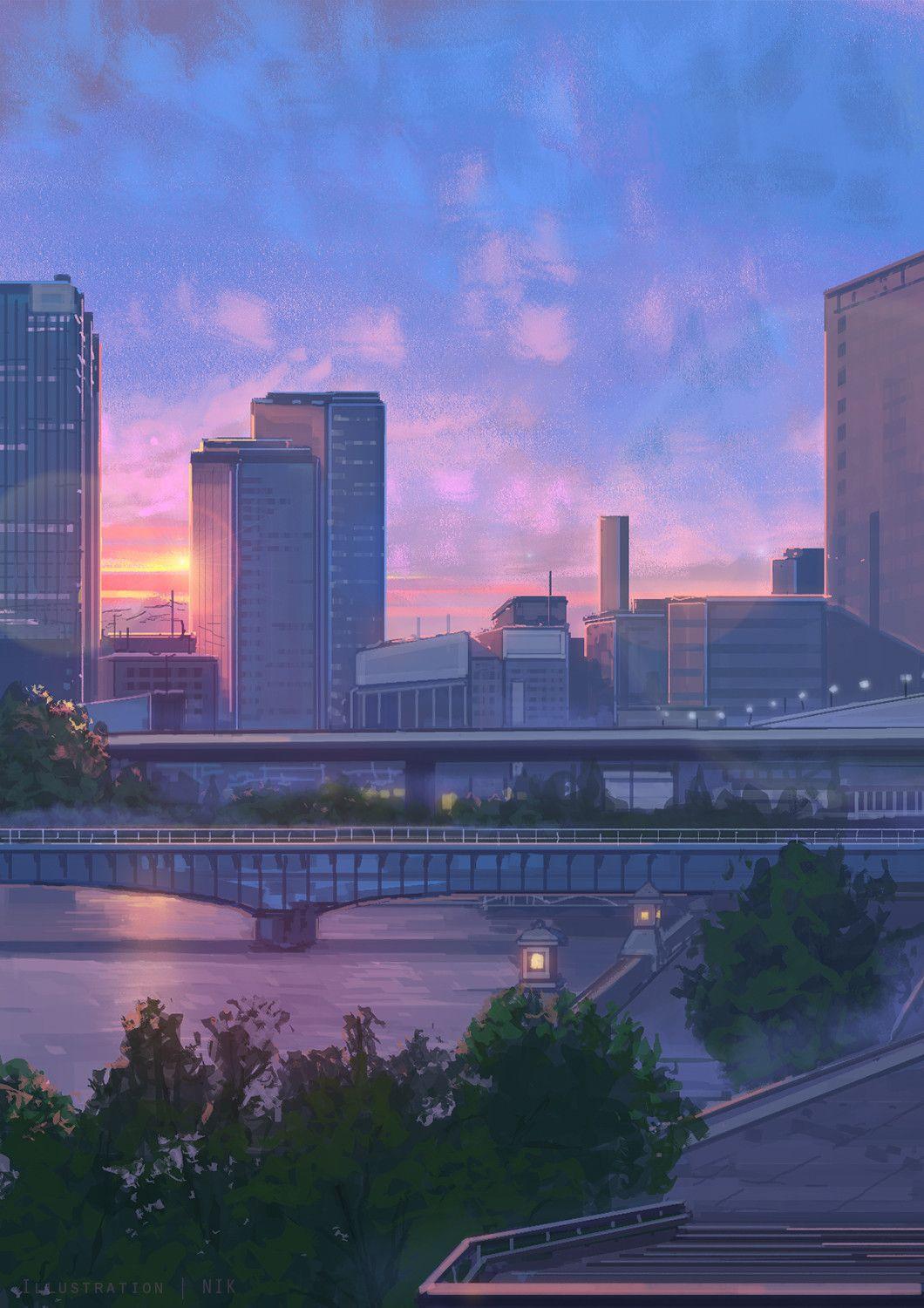 Anime City Pink Wallpapers Wallpaper Cave