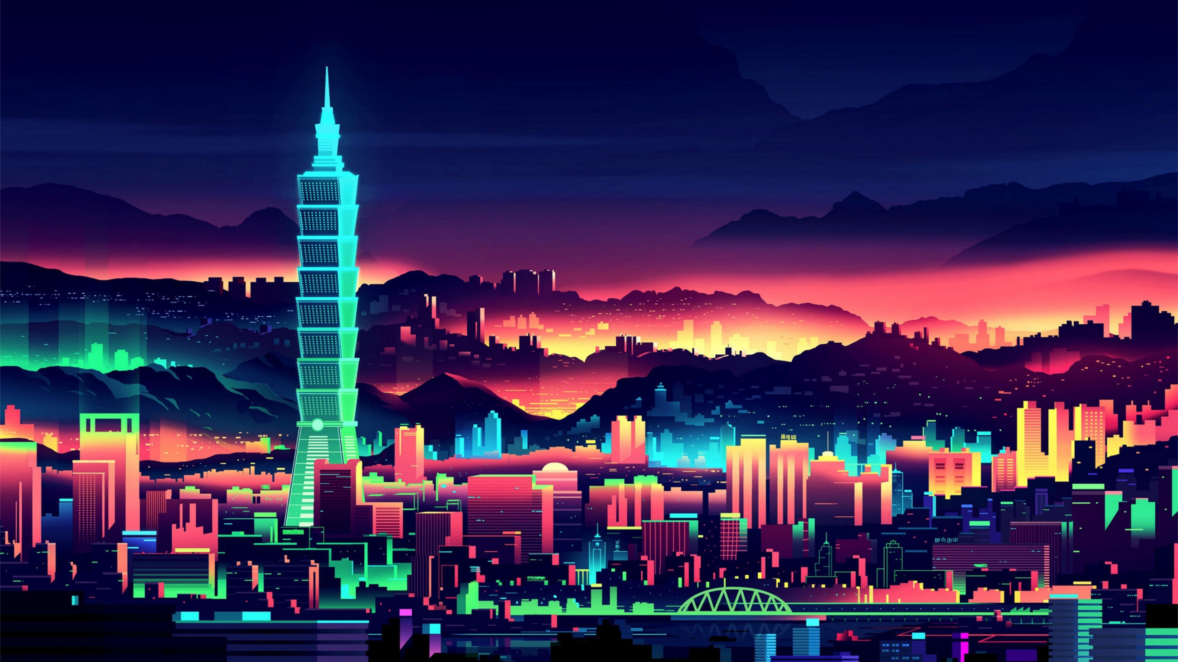 Retro Neon City 10k Wallpapers Wallpaper Cave