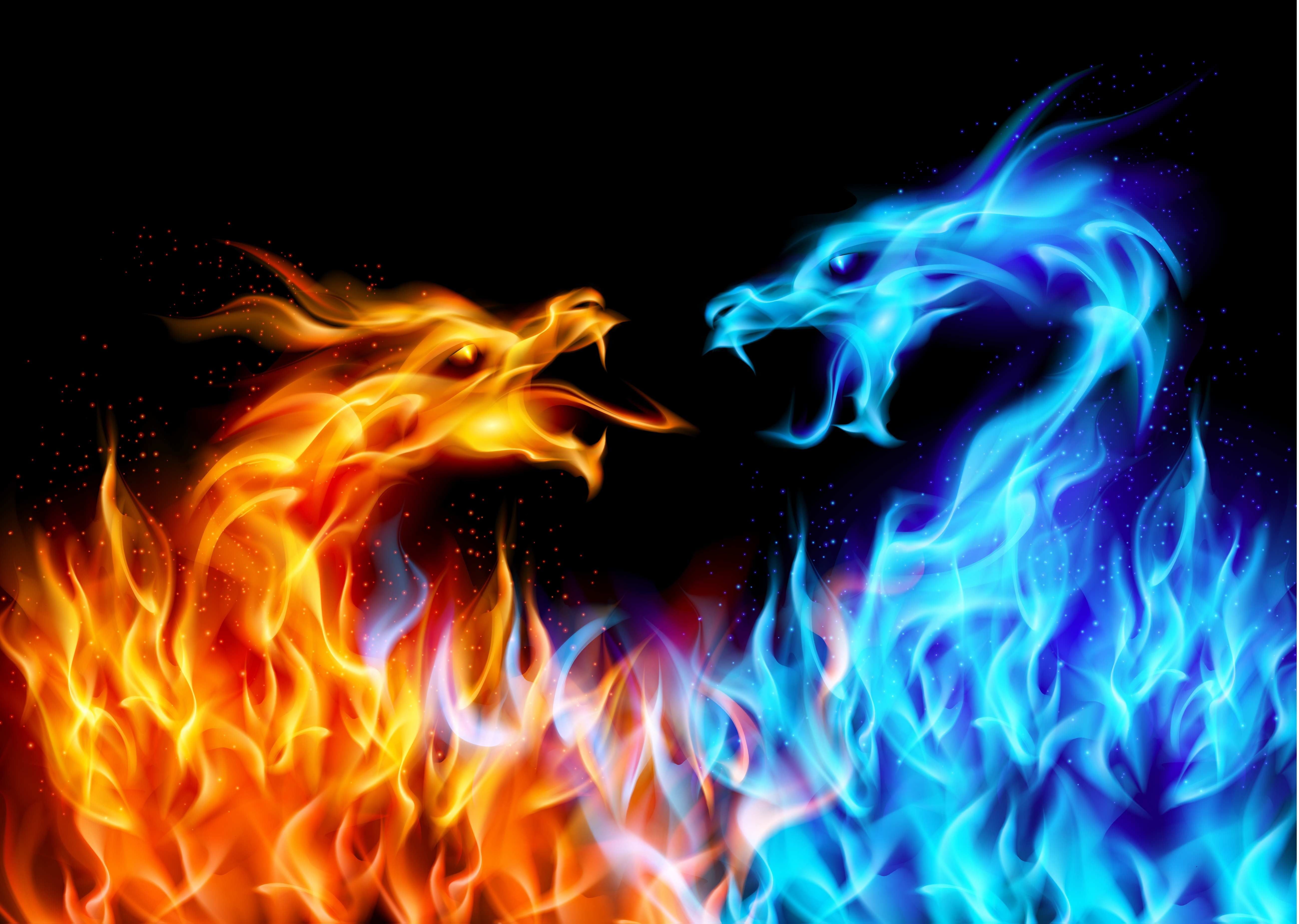 Fire And Ice Red And Blue Anime Wallpapers Wallpaper Cave