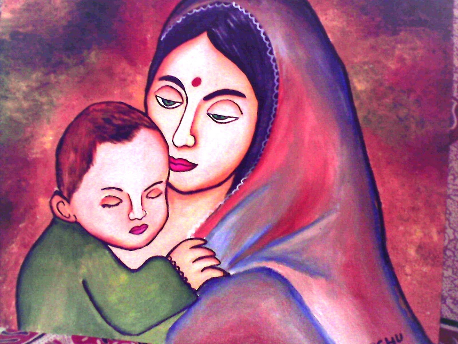 Mother And Baby Painting Wallpapers Wallpaper Cave