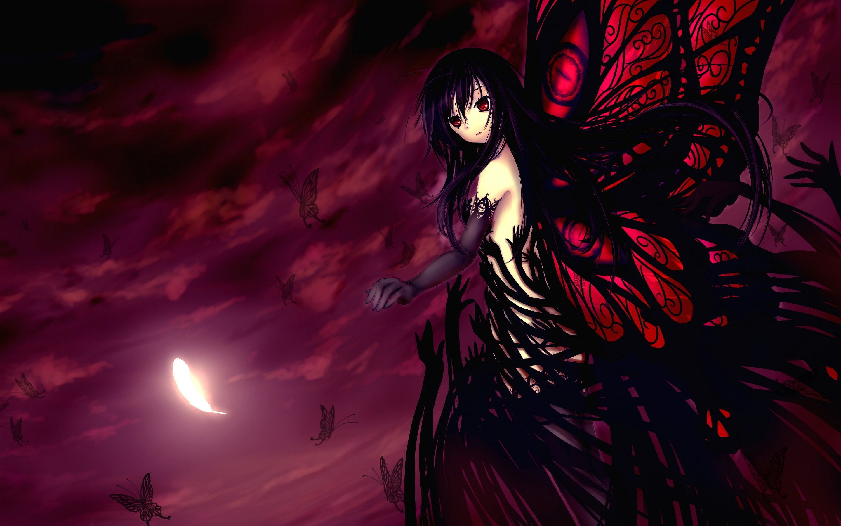 Dark Butterfly Anime Girl Wallpapers Wallpaper Cave