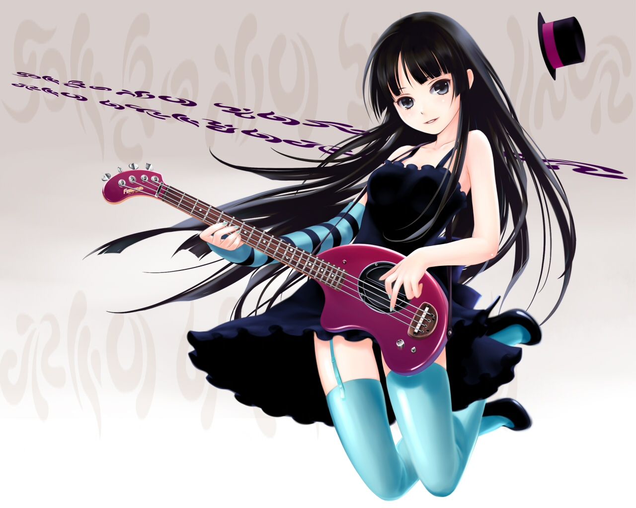 Anime Girl With Guitar Wallpaper
