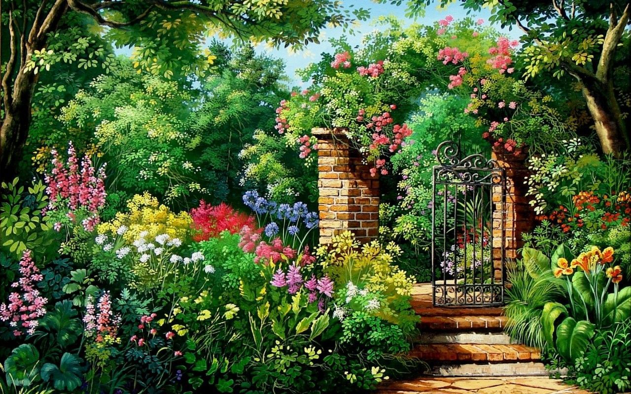 Flower Garden Art Wallpapers Wallpaper Cave