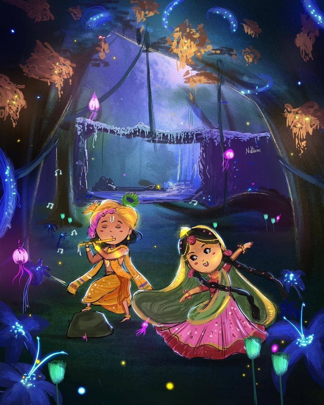 Lord Krishna With Radha Animation