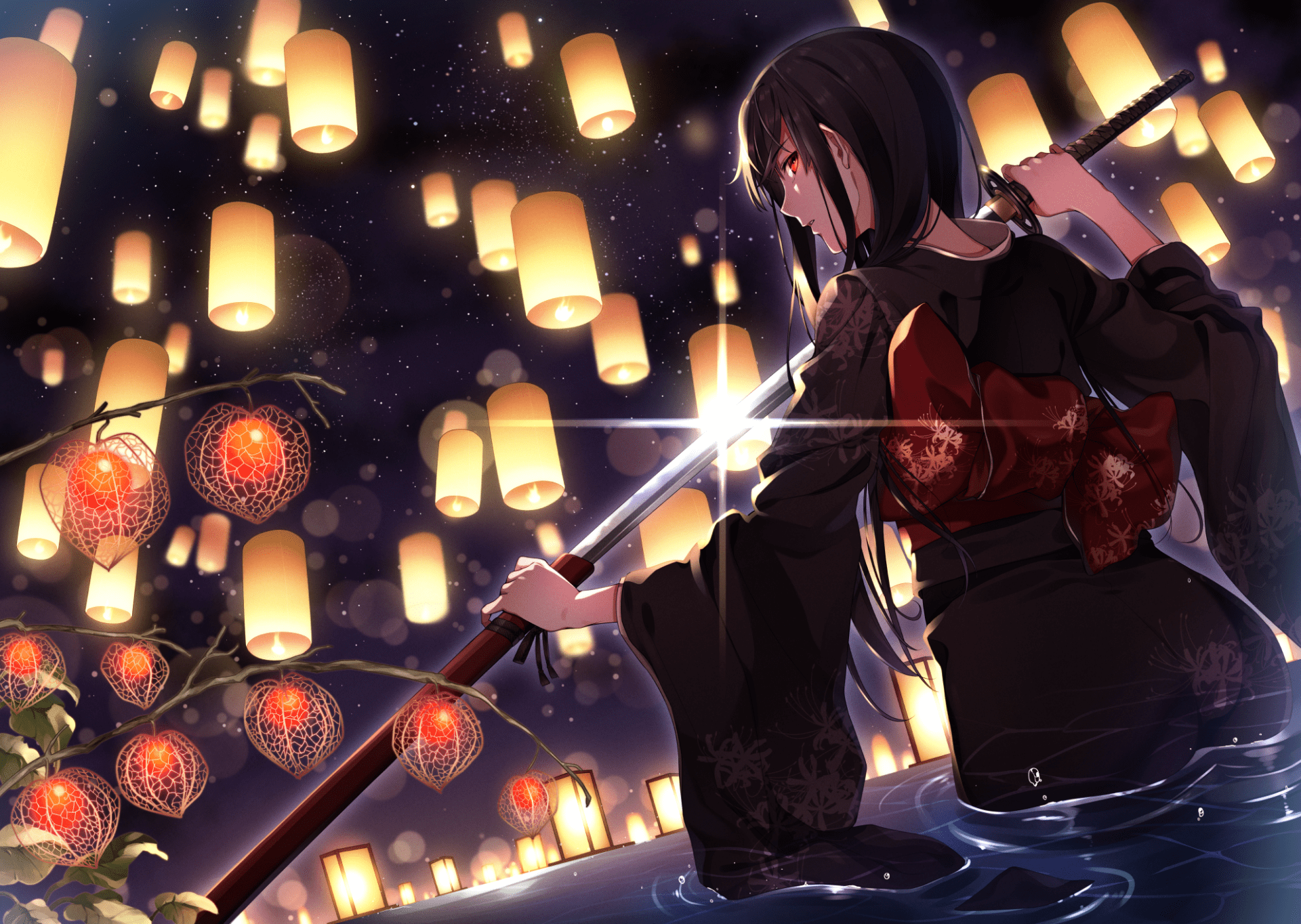 Black Red Anime Girl Wallpapers Wallpaper Cave