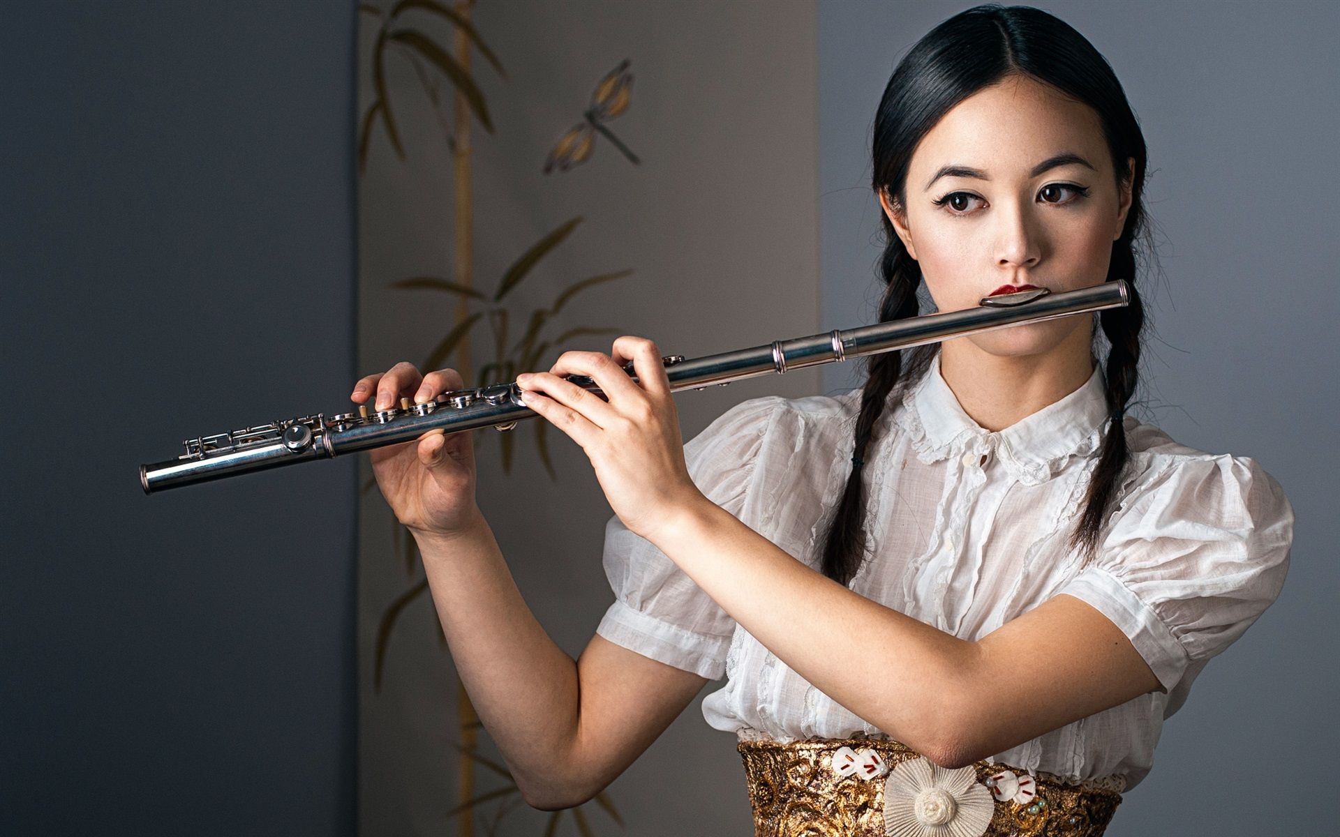 Girl And Flute Wallpapers Wallpaper Cave