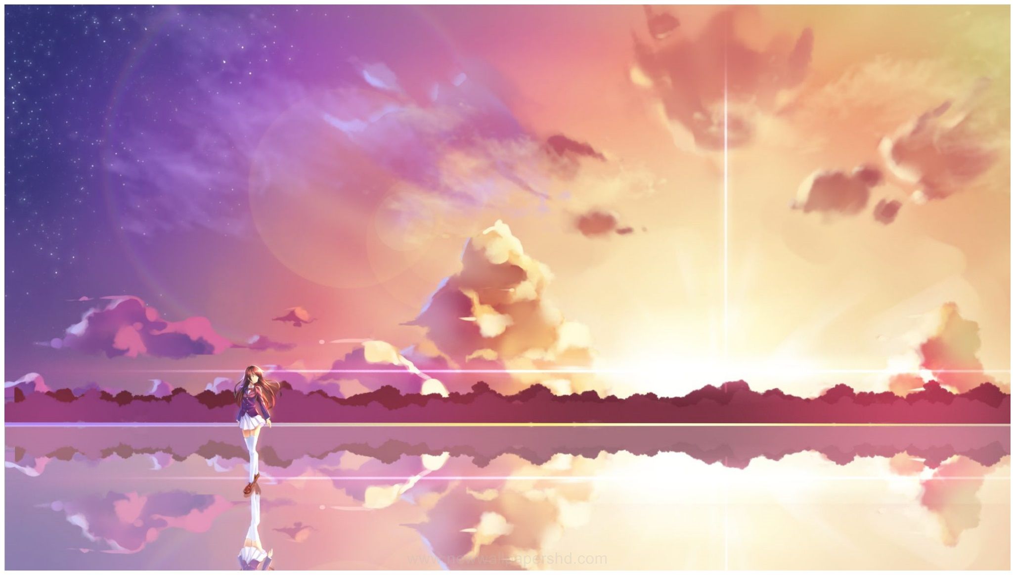 Anime Sky Sunset Wallpapers Wallpaper Cave