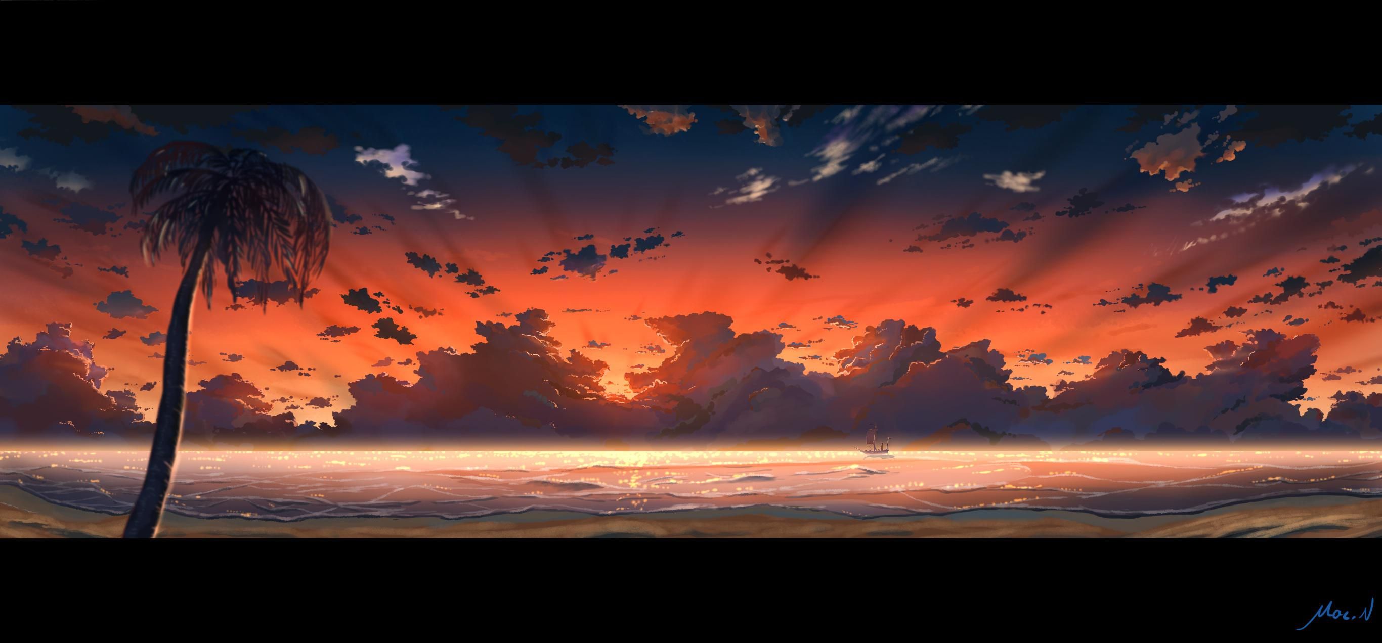 Anime Sky Sunset Wallpapers Wallpaper Cave
