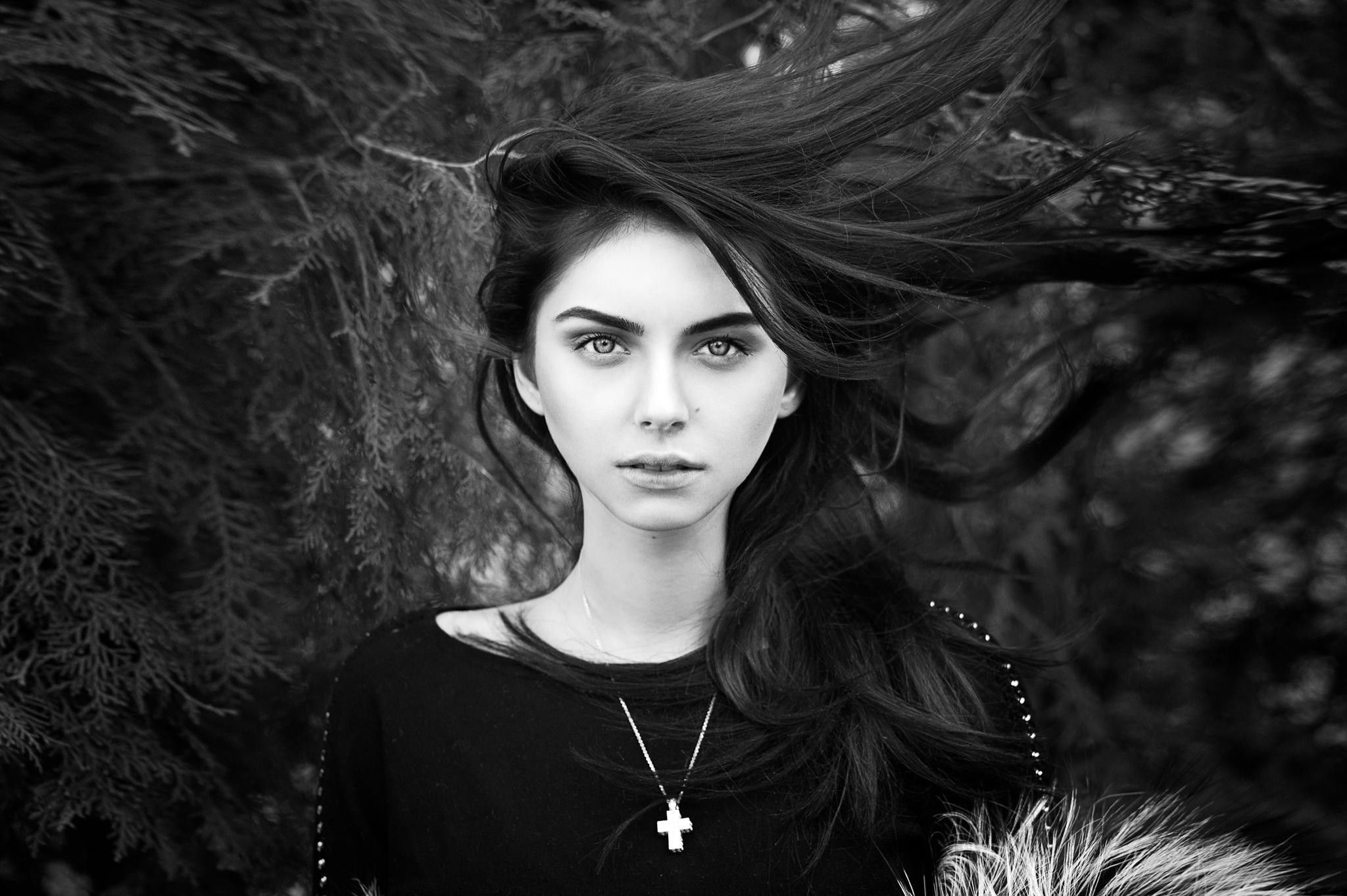 Women Face Black White Wallpapers Wallpaper Cave