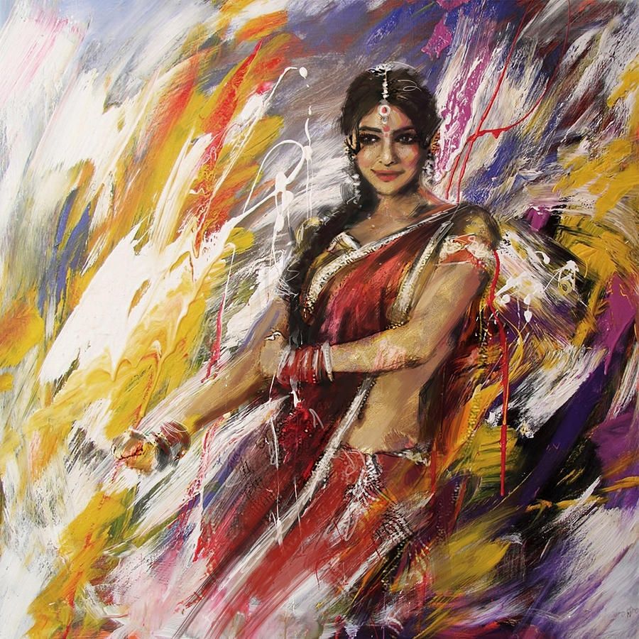 Indian Women Oil Painting Wallpapers Wallpaper Cave
